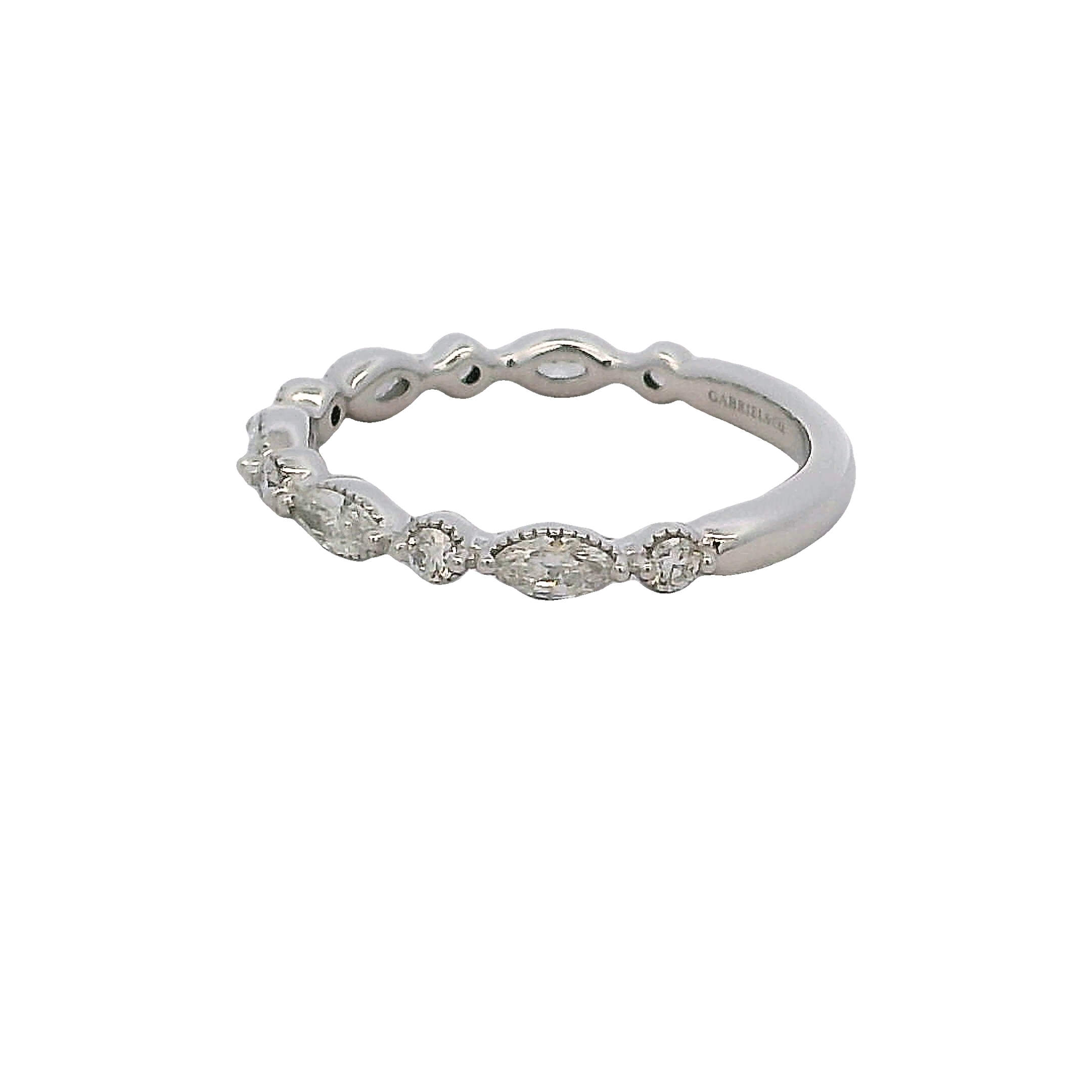 14k White Gold Marquise Diamond Wedding Band