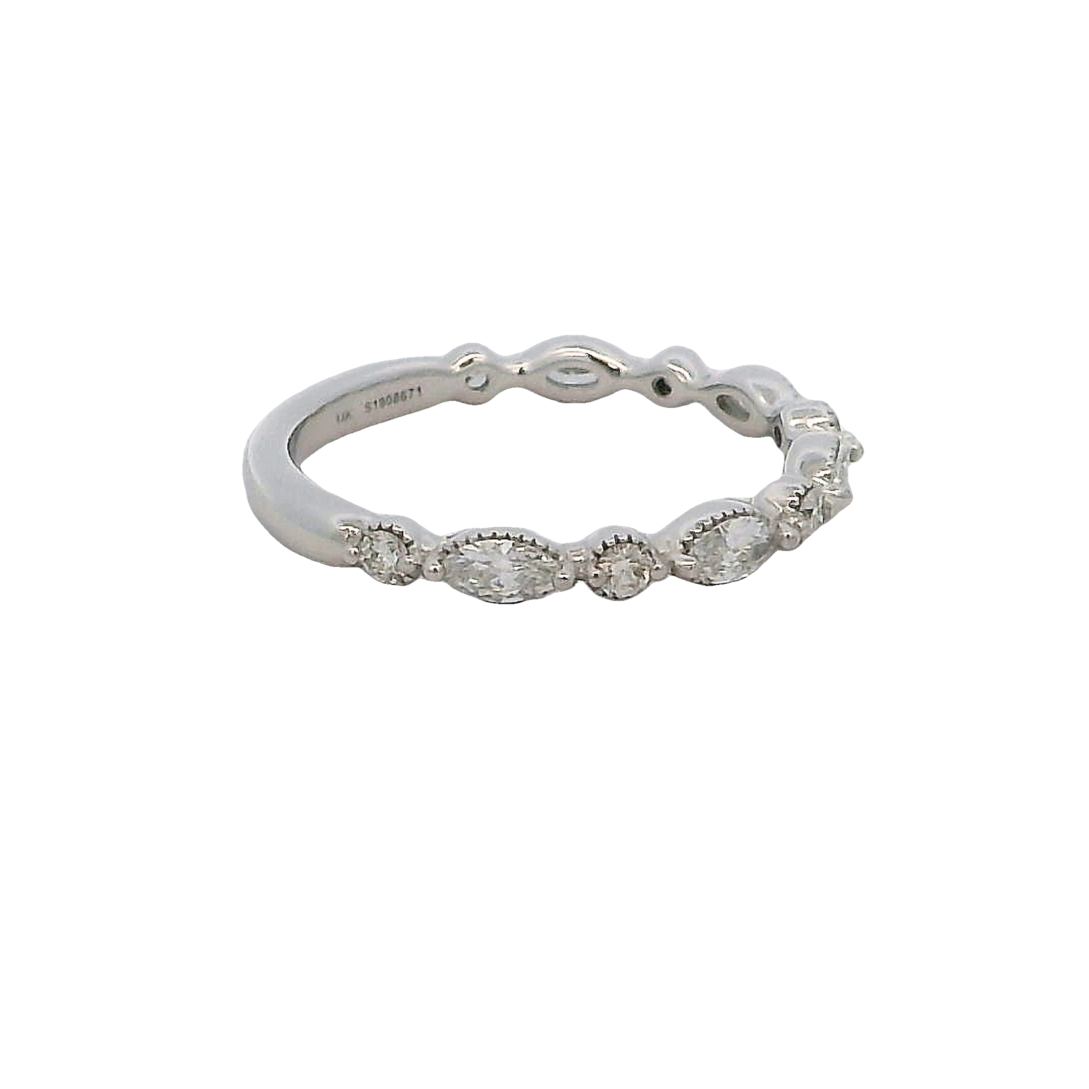 14k White Gold Marquise Diamond Wedding Band