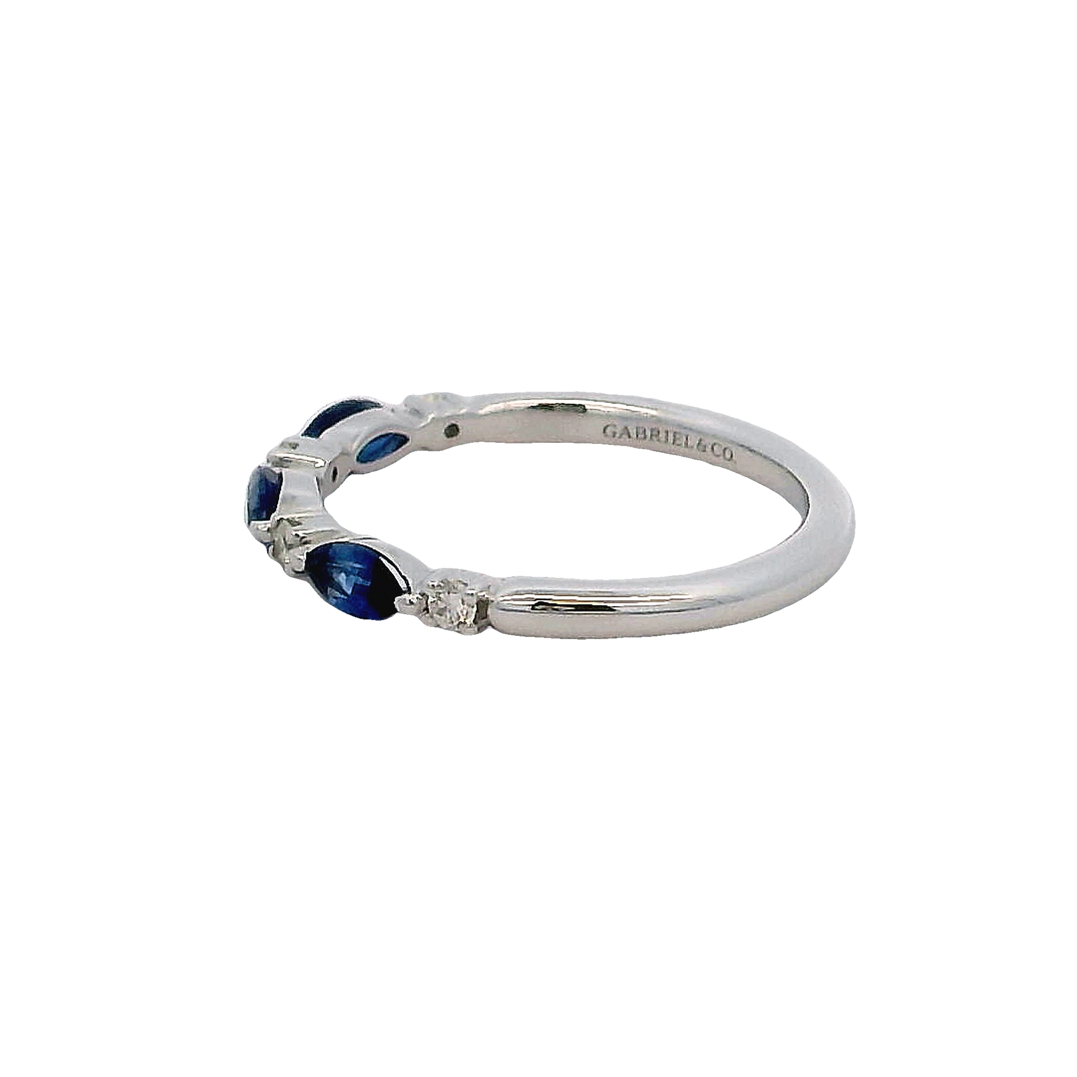 14k White Gold Diamond And Sapphire Wedding Band