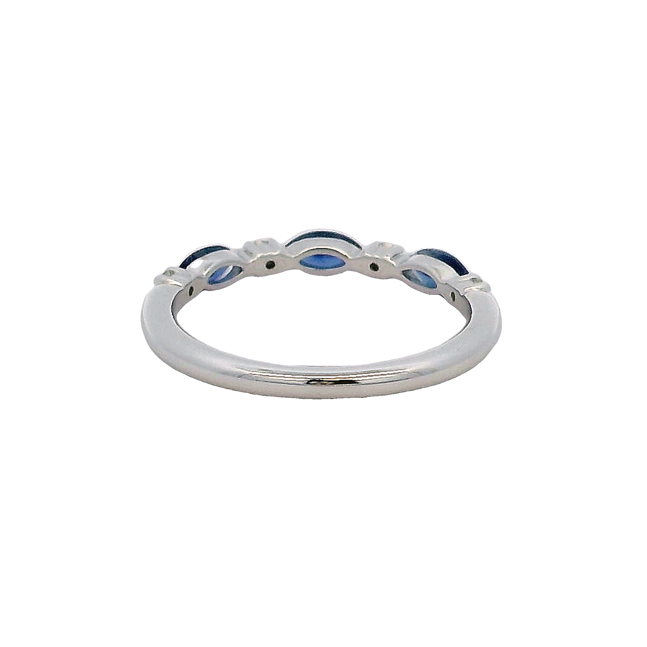 14k White Gold Diamond And Sapphire Wedding Band