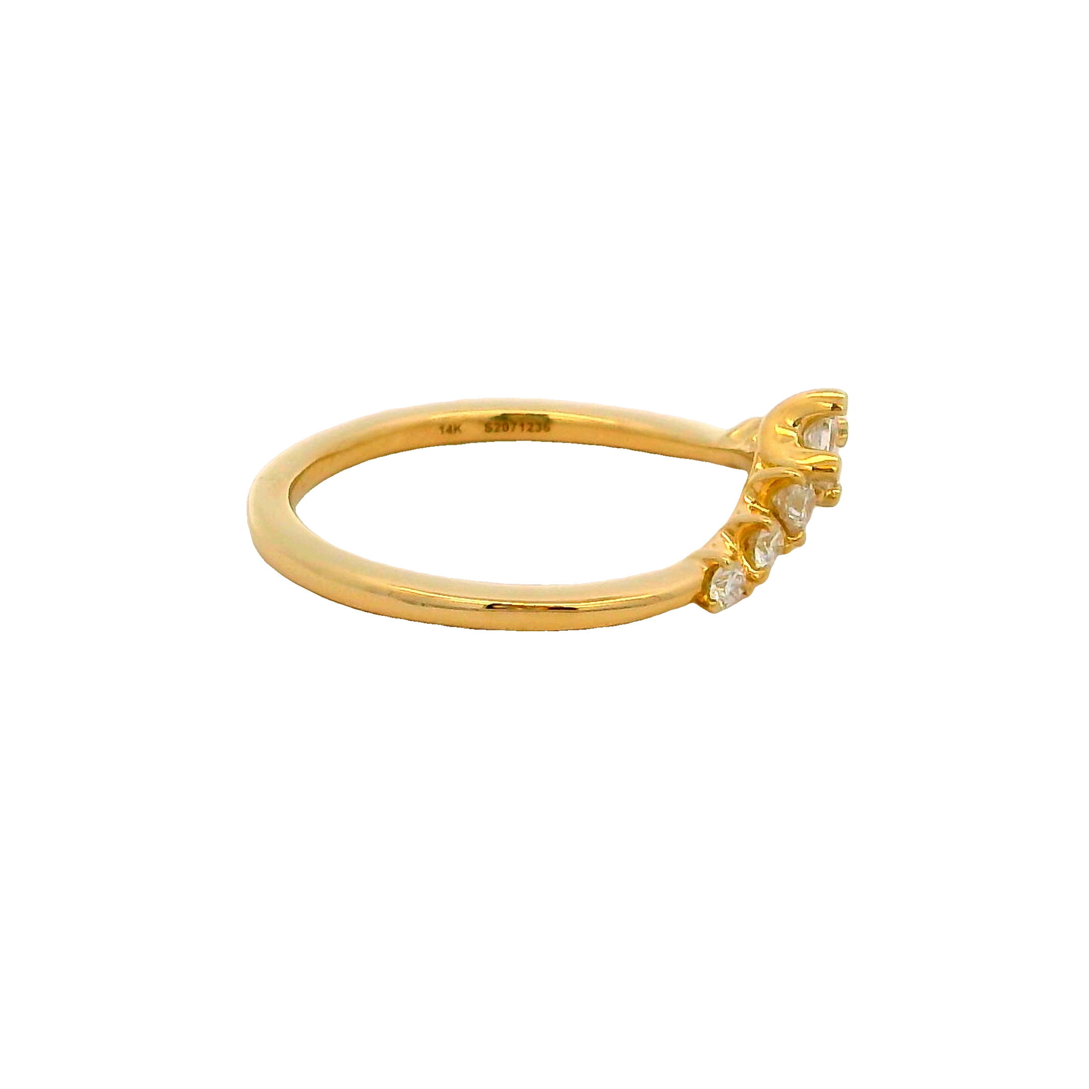 14k Yellow Gold Curved Diamond Wedding Band