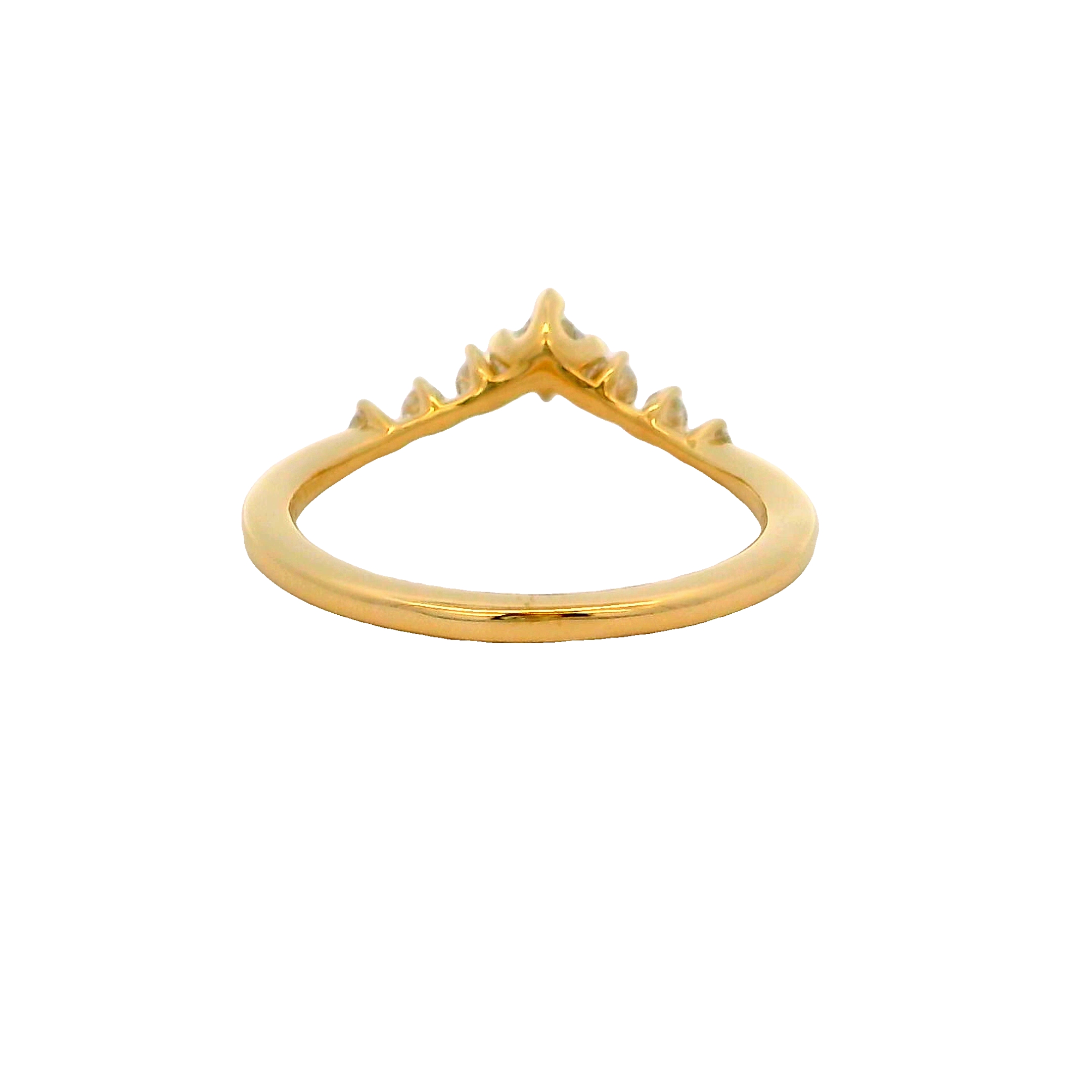 14k Yellow Gold Curved Diamond Wedding Band