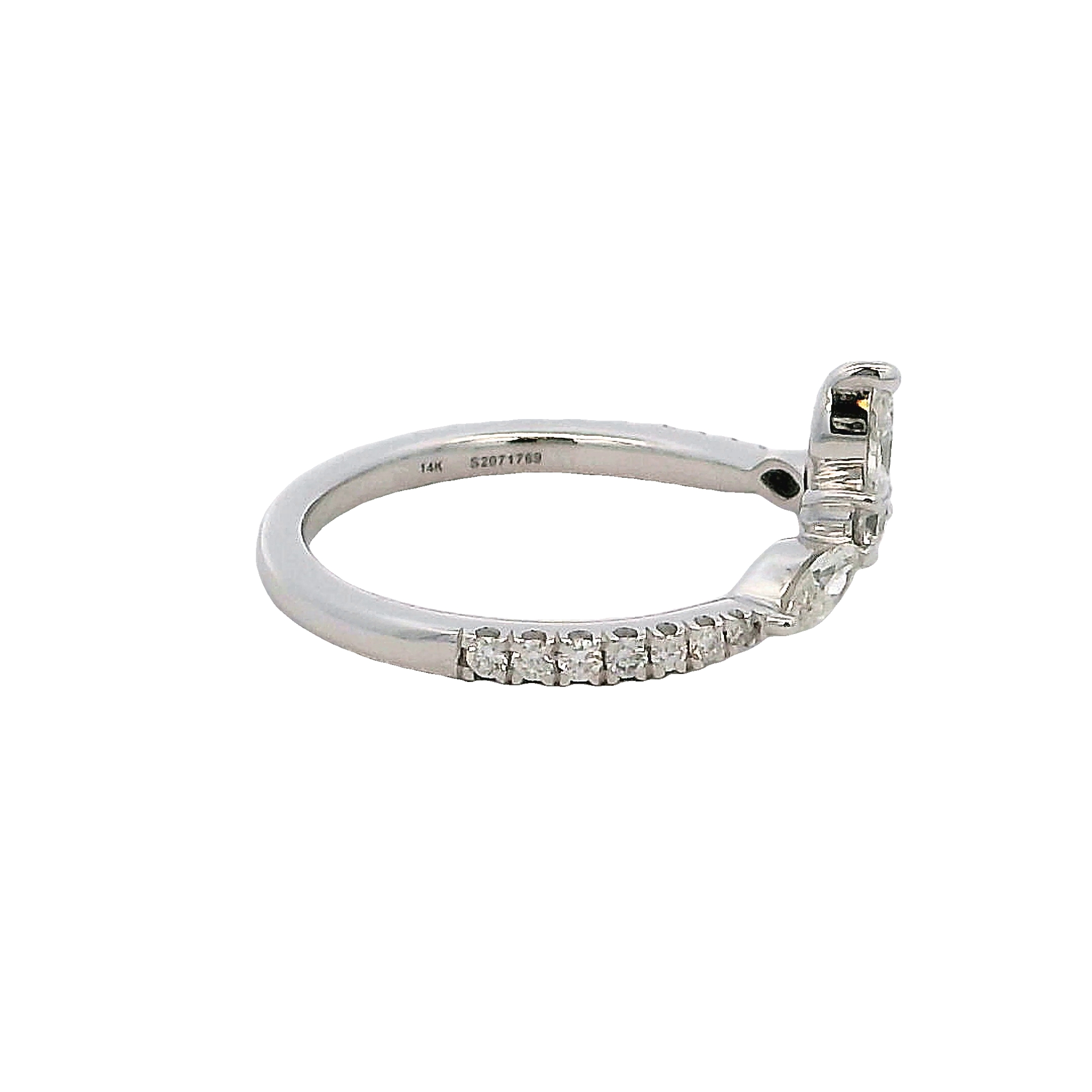 14k White Gold Curved Diamond Wedding Band