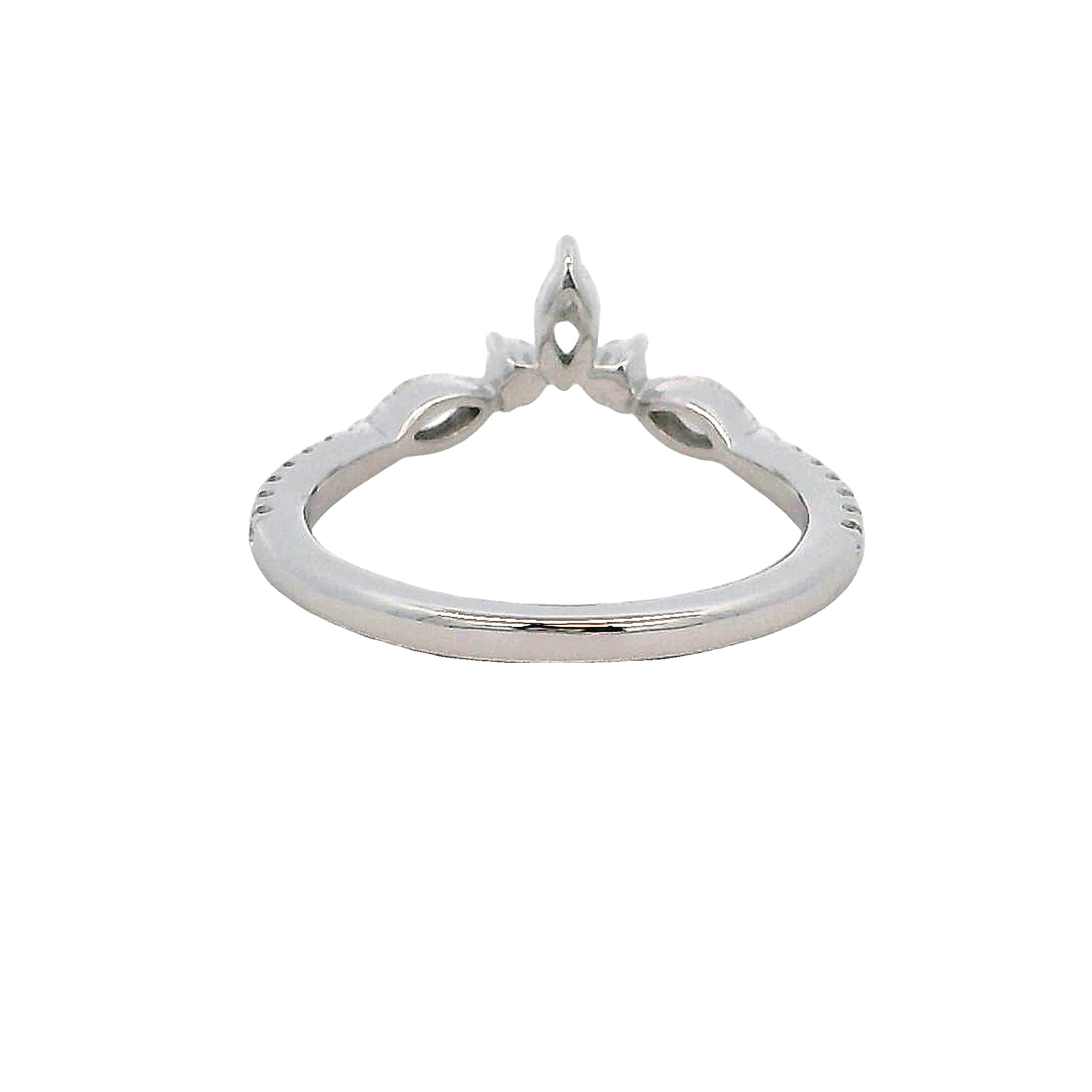 14k White Gold Curved Diamond Wedding Band
