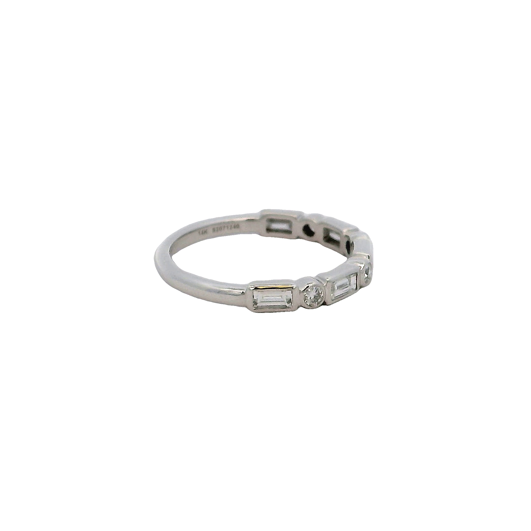 14k White Gold Bezel Set Diamond Wedding Band