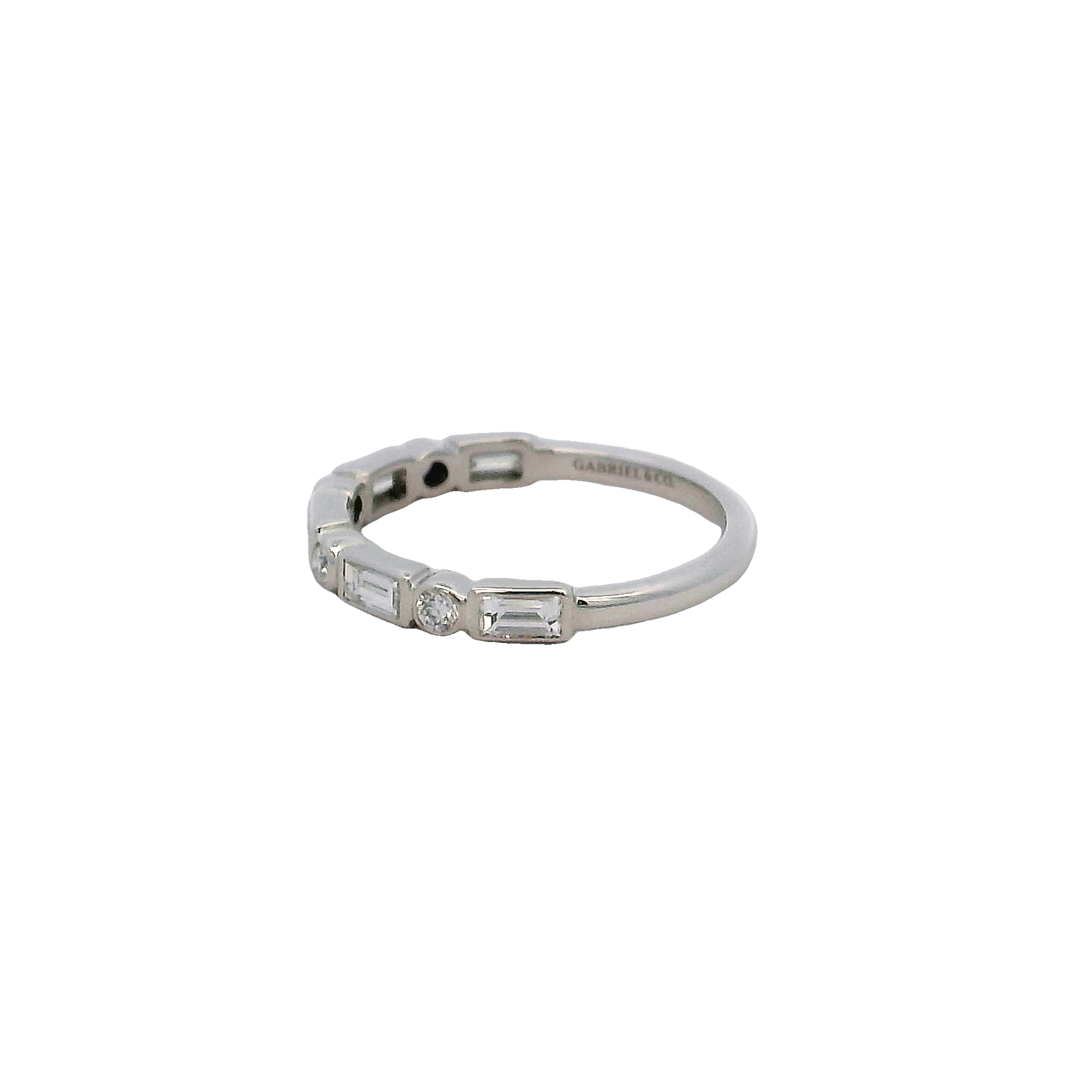 14k White Gold Bezel Set Diamond Wedding Band