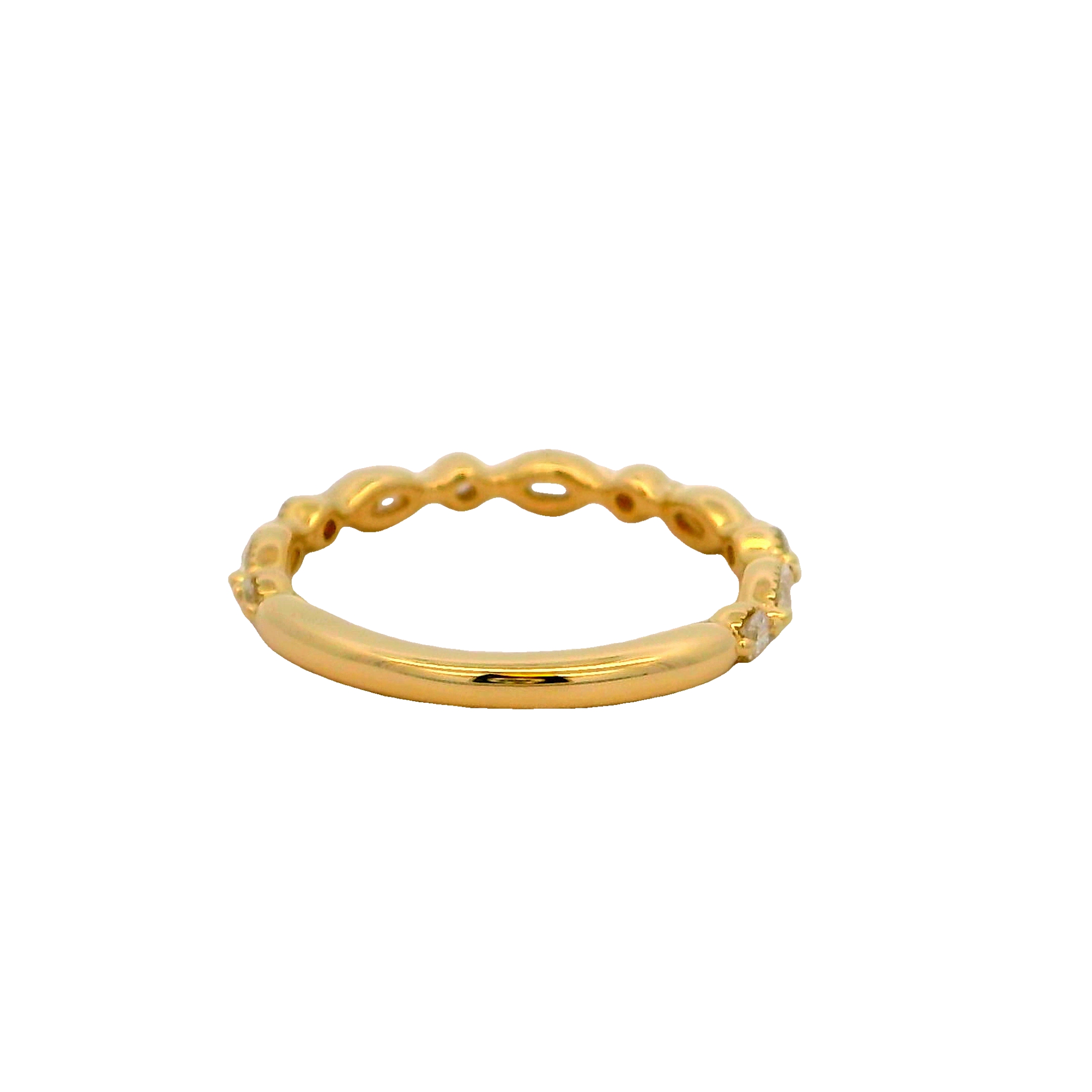 14k Yellow Gold Alternating Diamond Wedding Band