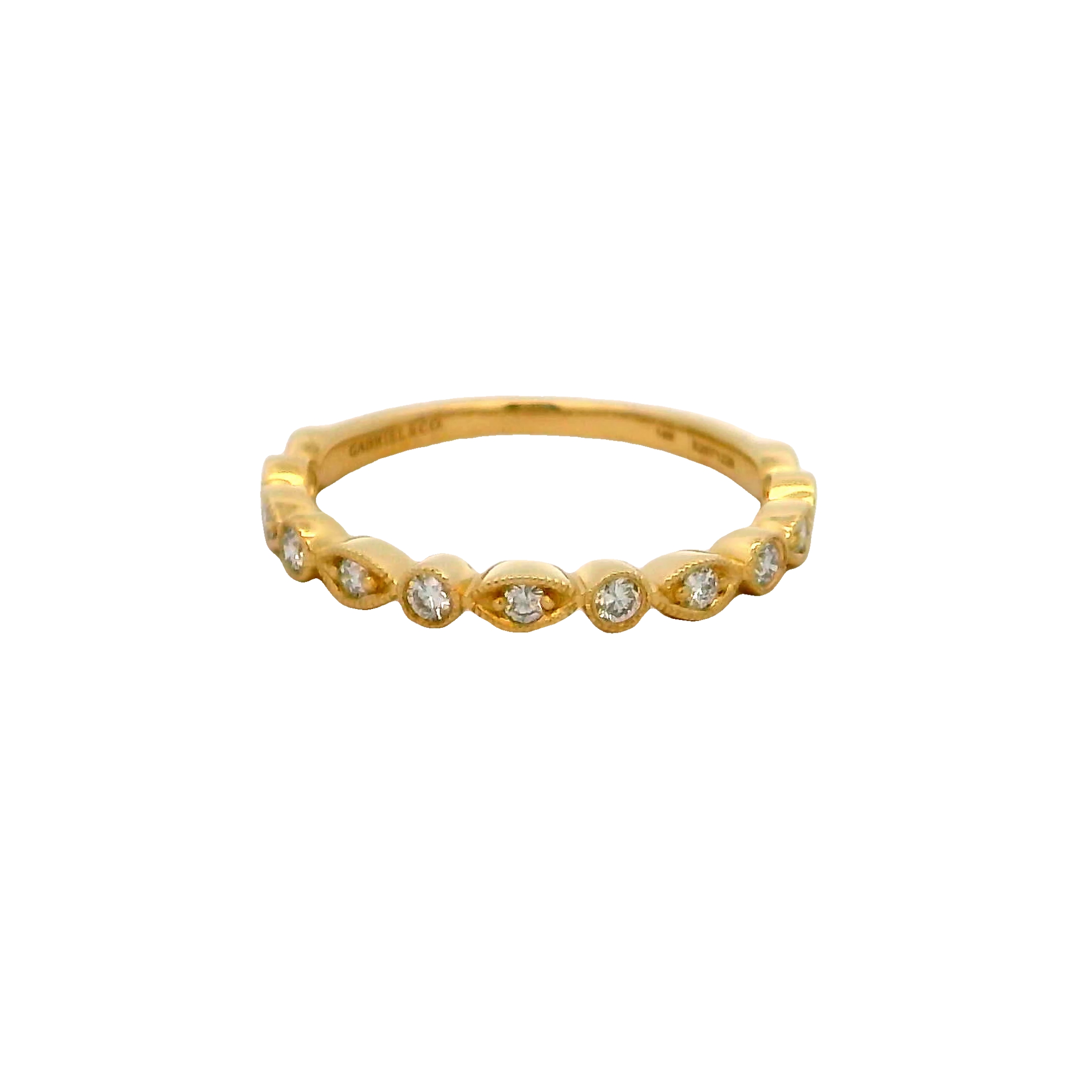 14k Yellow Gold Vintage Style Diamond Wedding Band