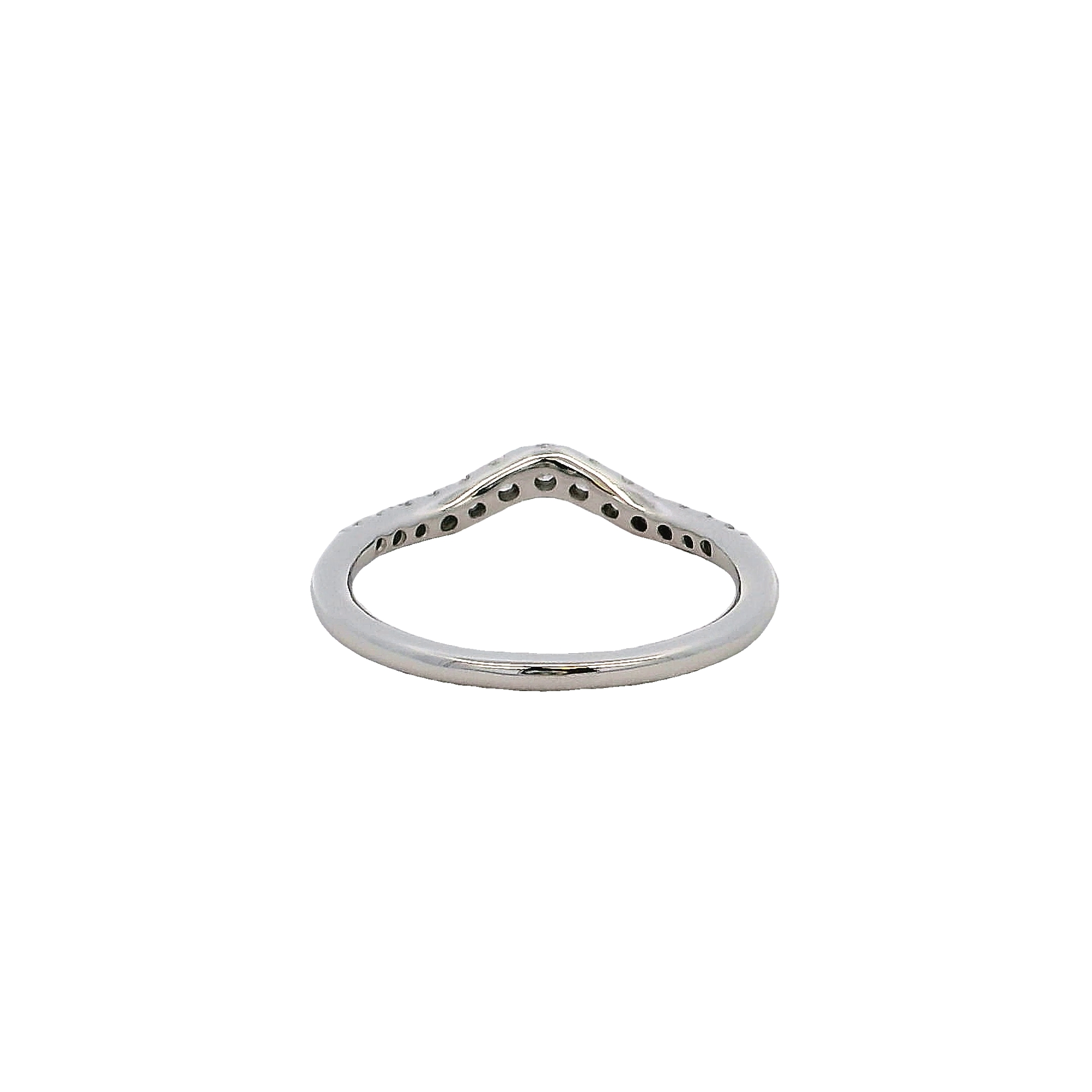 14k White Gold Curved Diamond Wedding Band