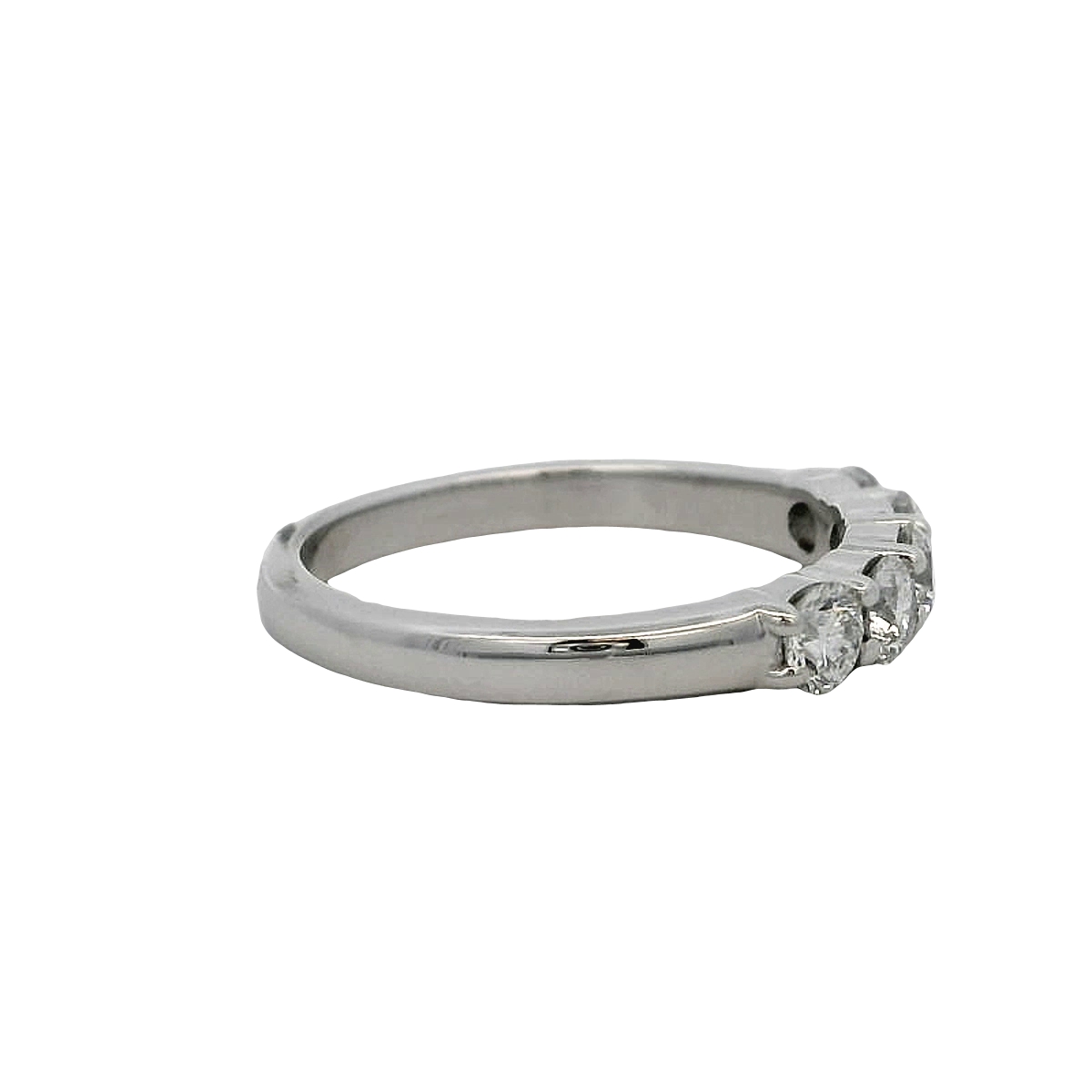 14k White Gold Five Stone Diamond Wedding Band