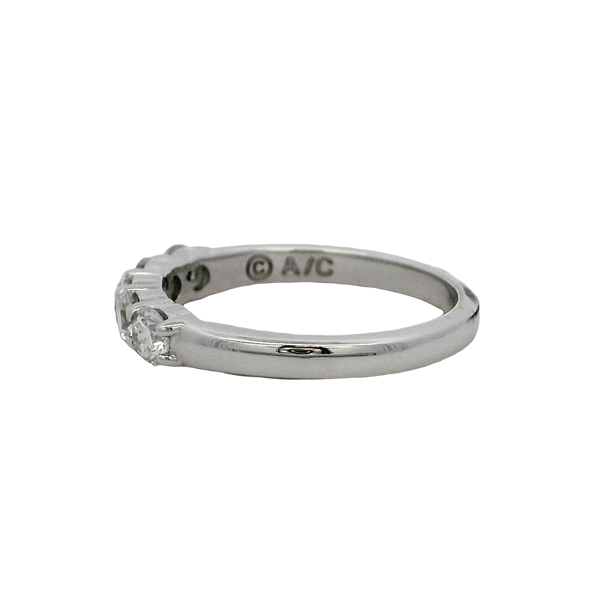 14k White Gold Five Stone Diamond Wedding Band