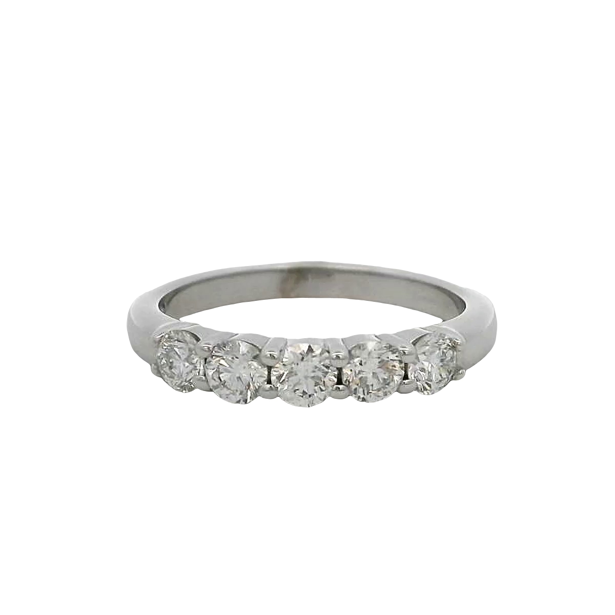 14k White Gold Five Stone Diamond Wedding Band