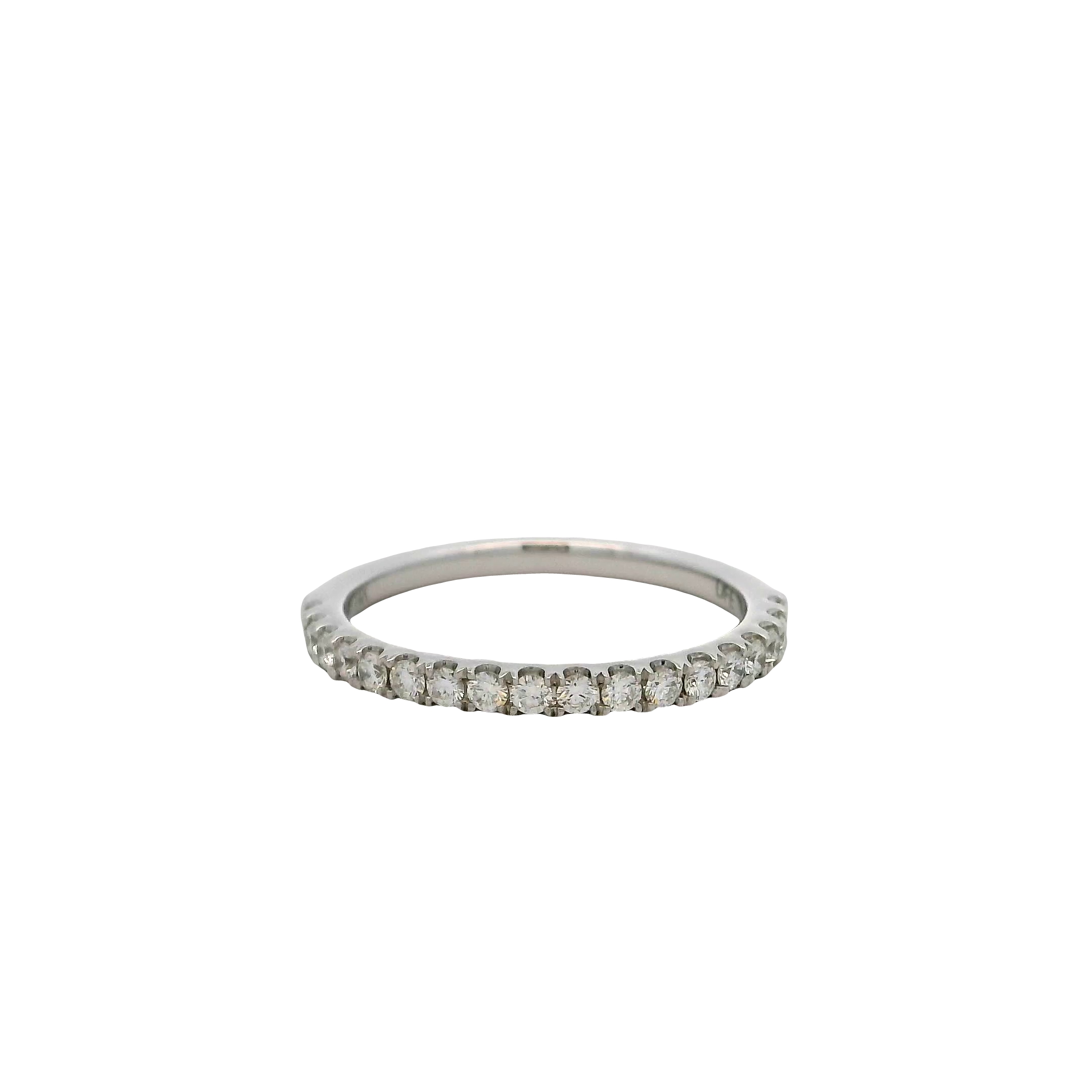 14k White Gold Individual Prong Diamond Wedding Band