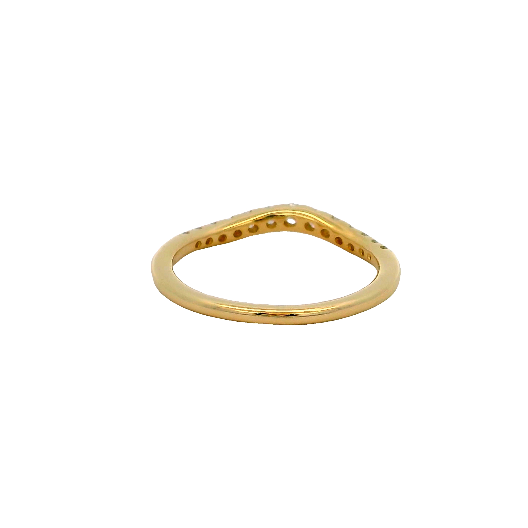 14k Yellow Gold Curved Diamond Wedding Band