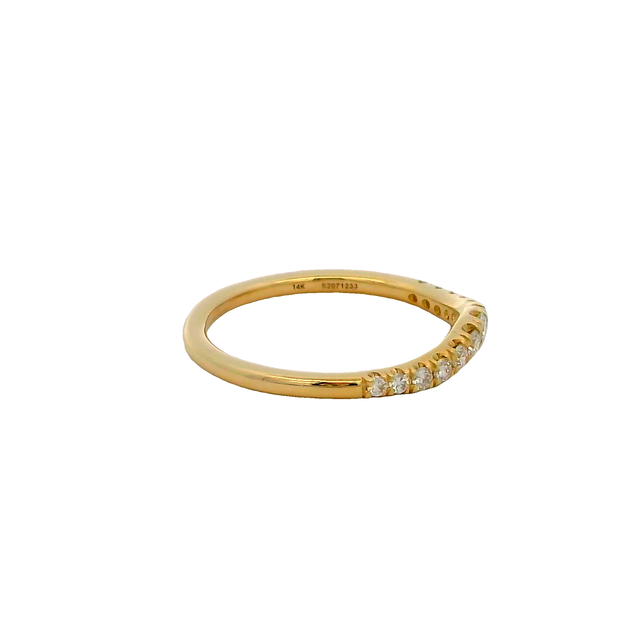 14k Yellow Gold Curved Diamond Wedding Band