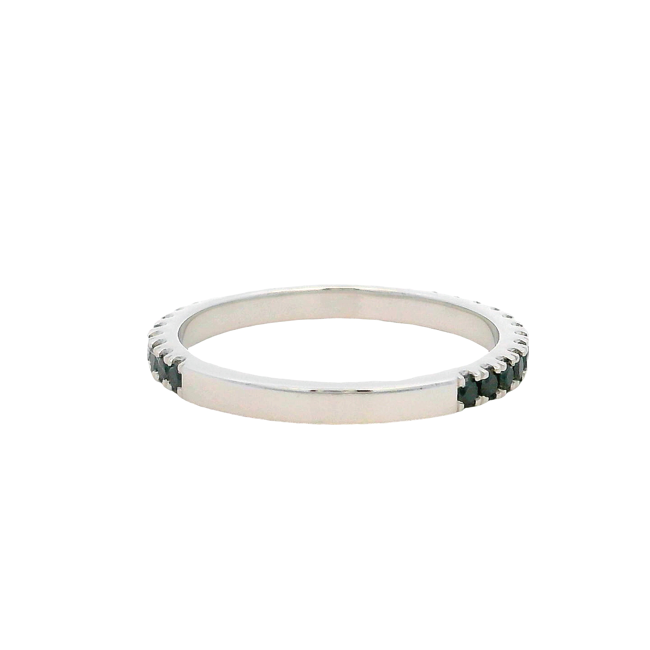 14k White Gold Black Diamond Wedding Band