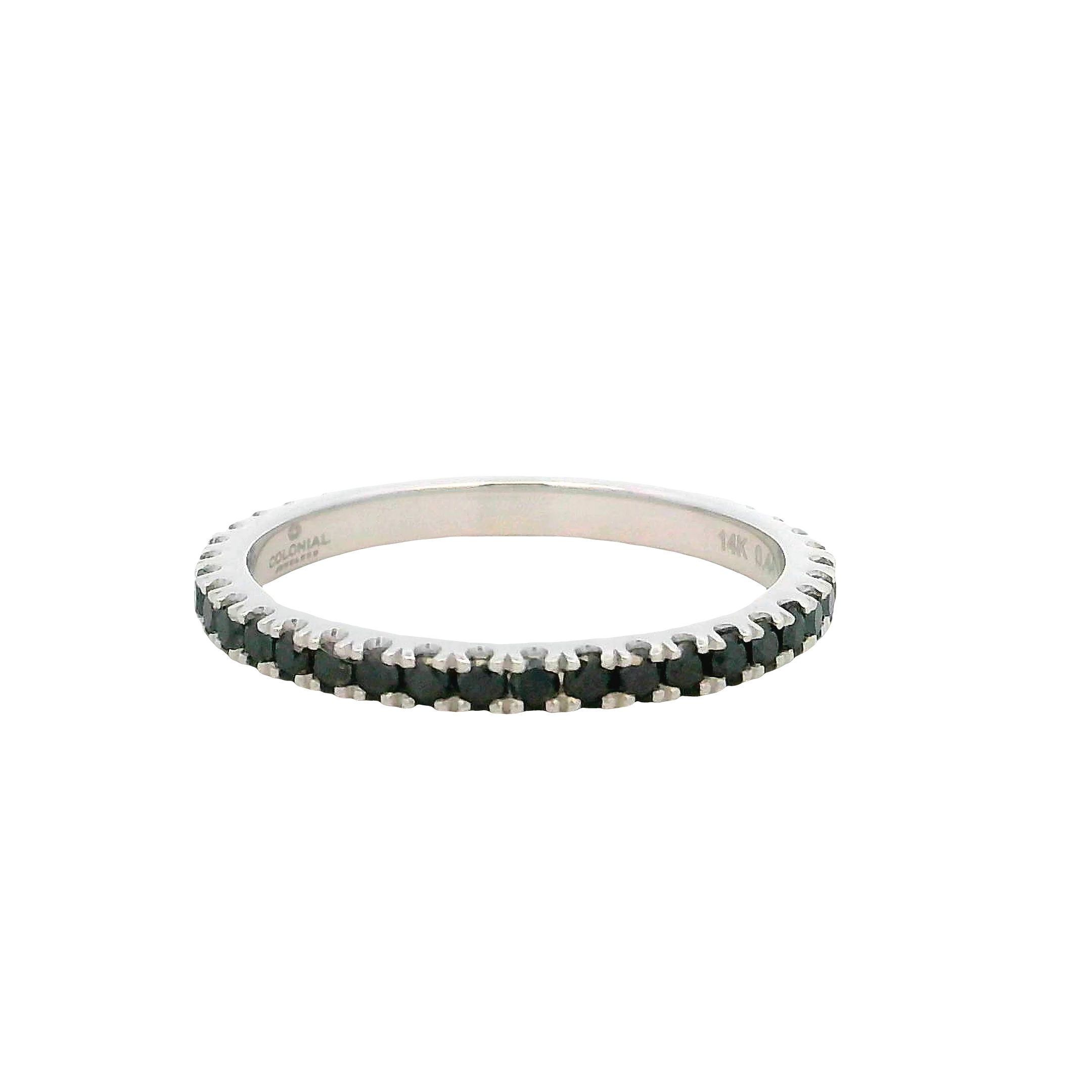 14k White Gold Black Diamond Wedding Band