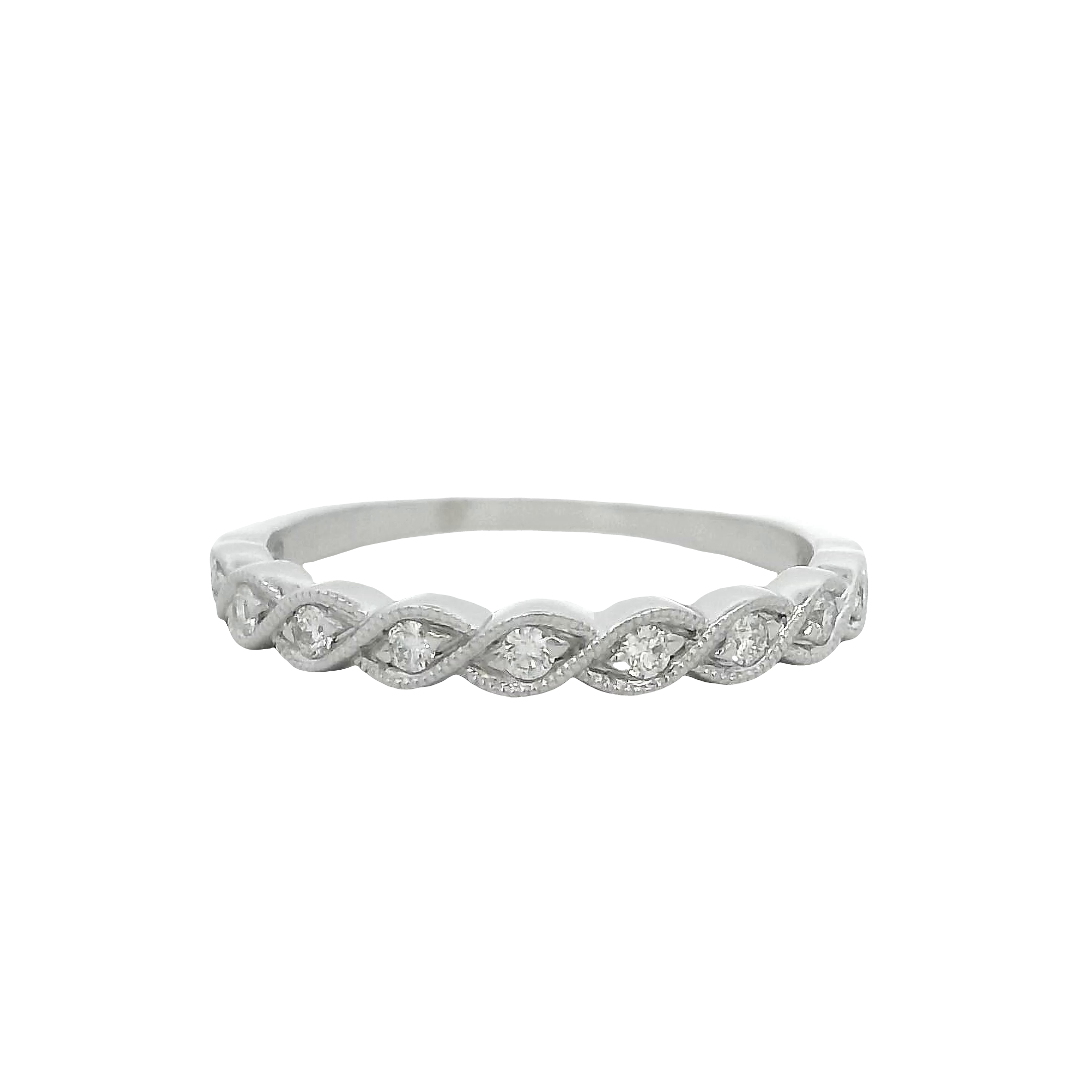 14k White Gold Diamond Wedding Band