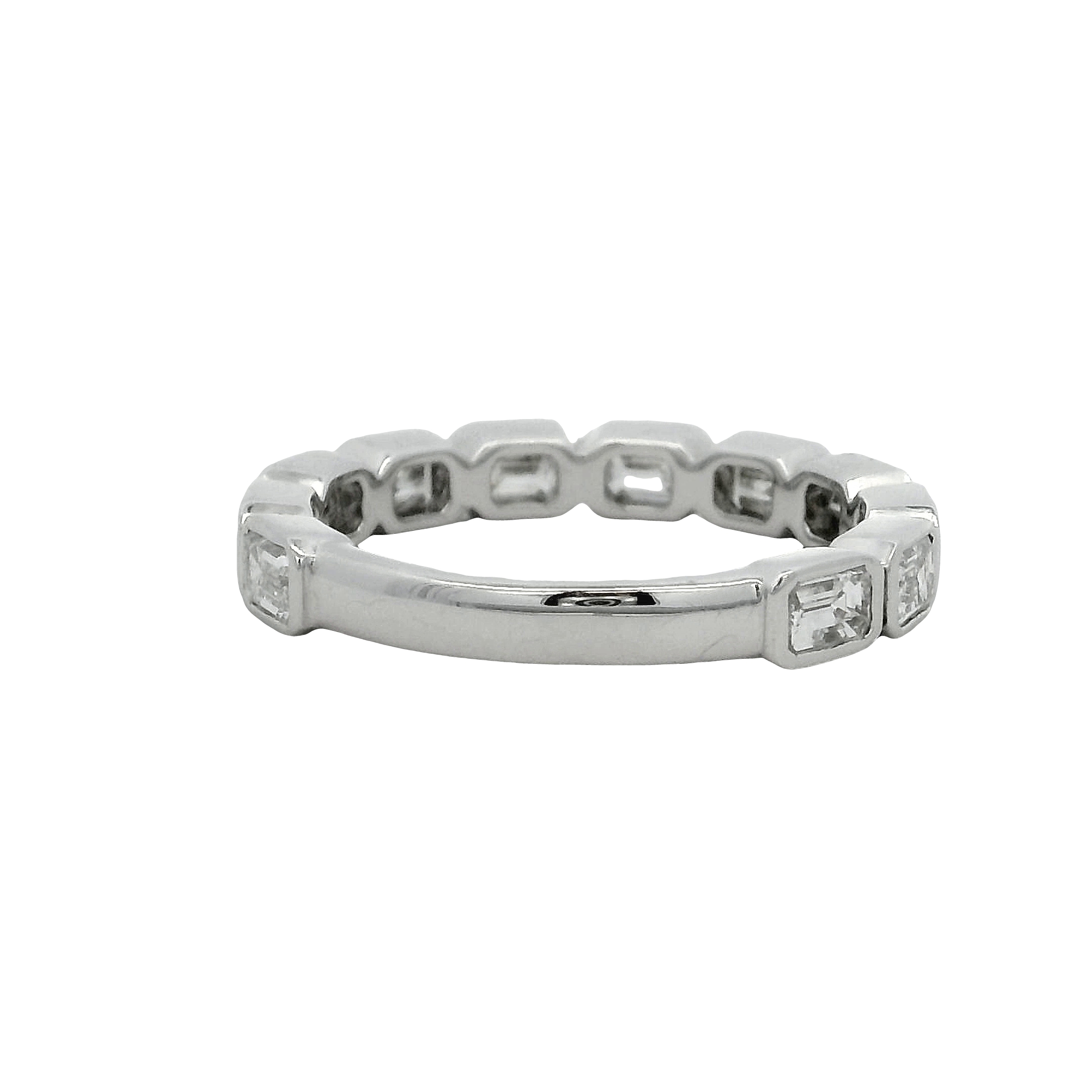 14k White Gold Emerald Cut Diamond Wedding Band