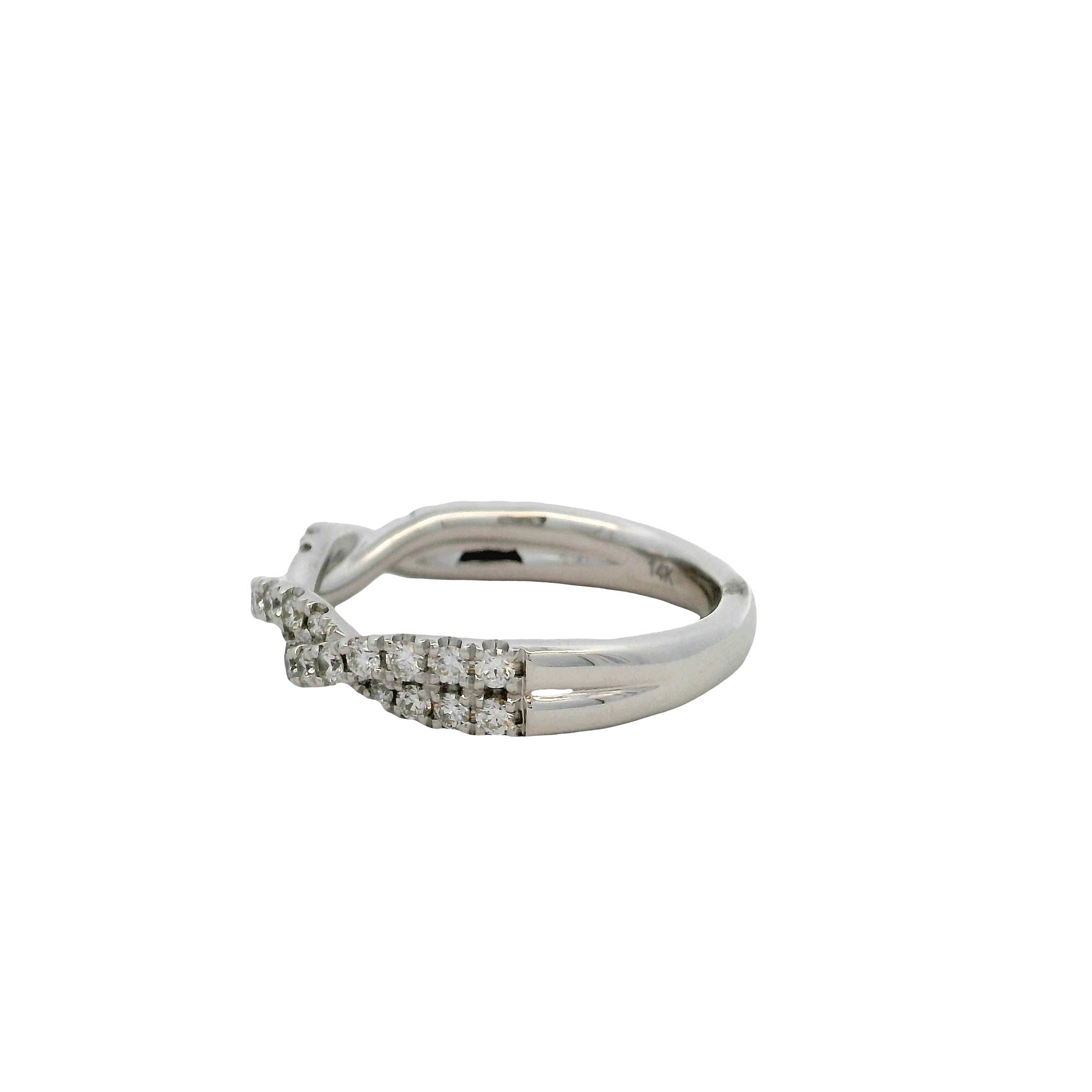 14k White Gold Diamond Twist Wedding Band