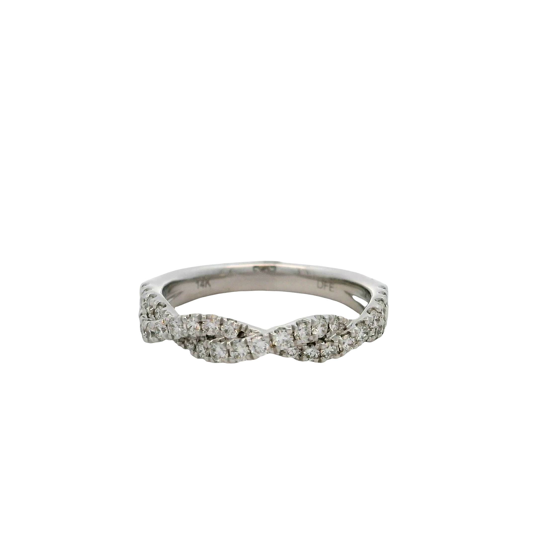 14k White Gold Diamond Twist Wedding Band
