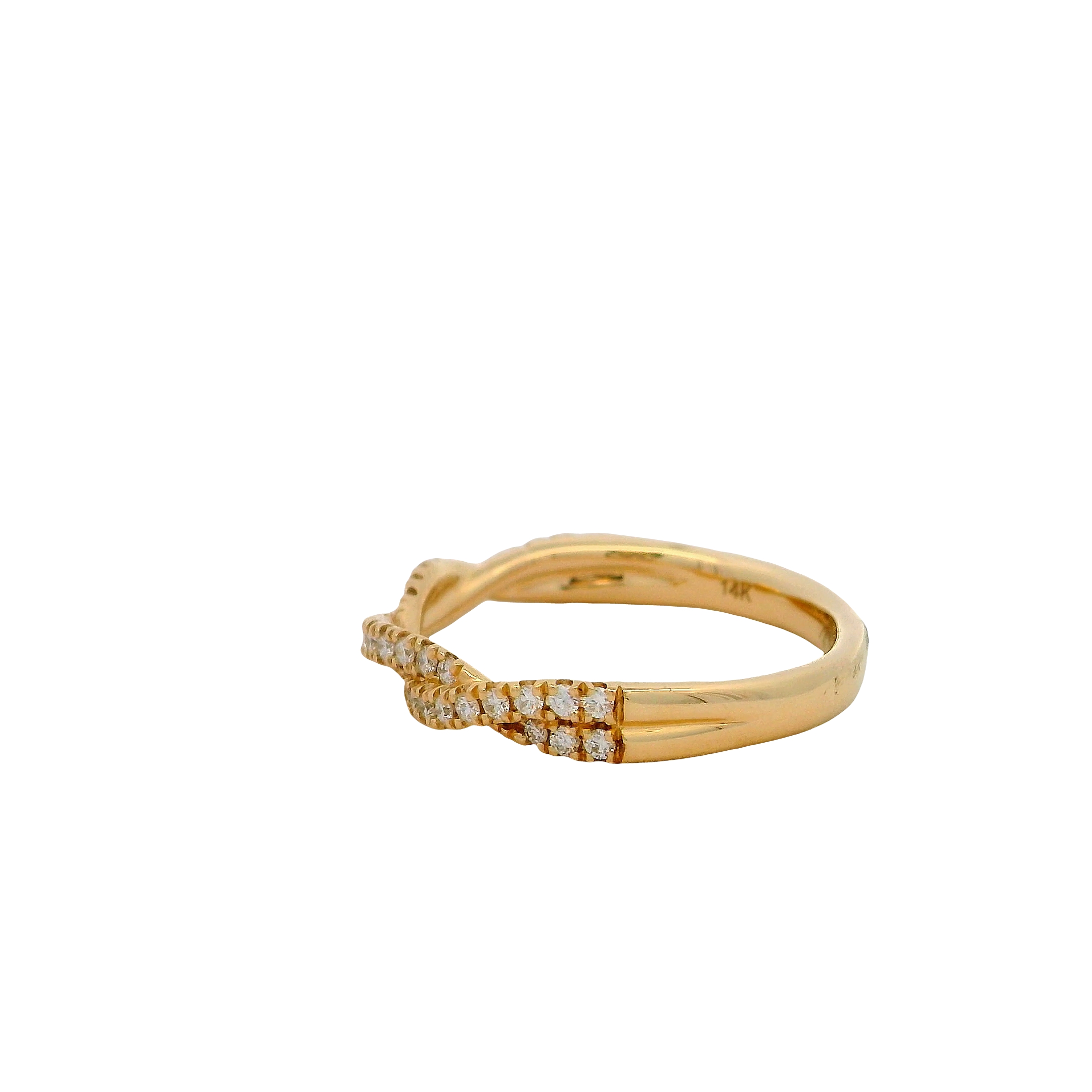 14k Yellow Gold Diamond Twist Wedding Band
