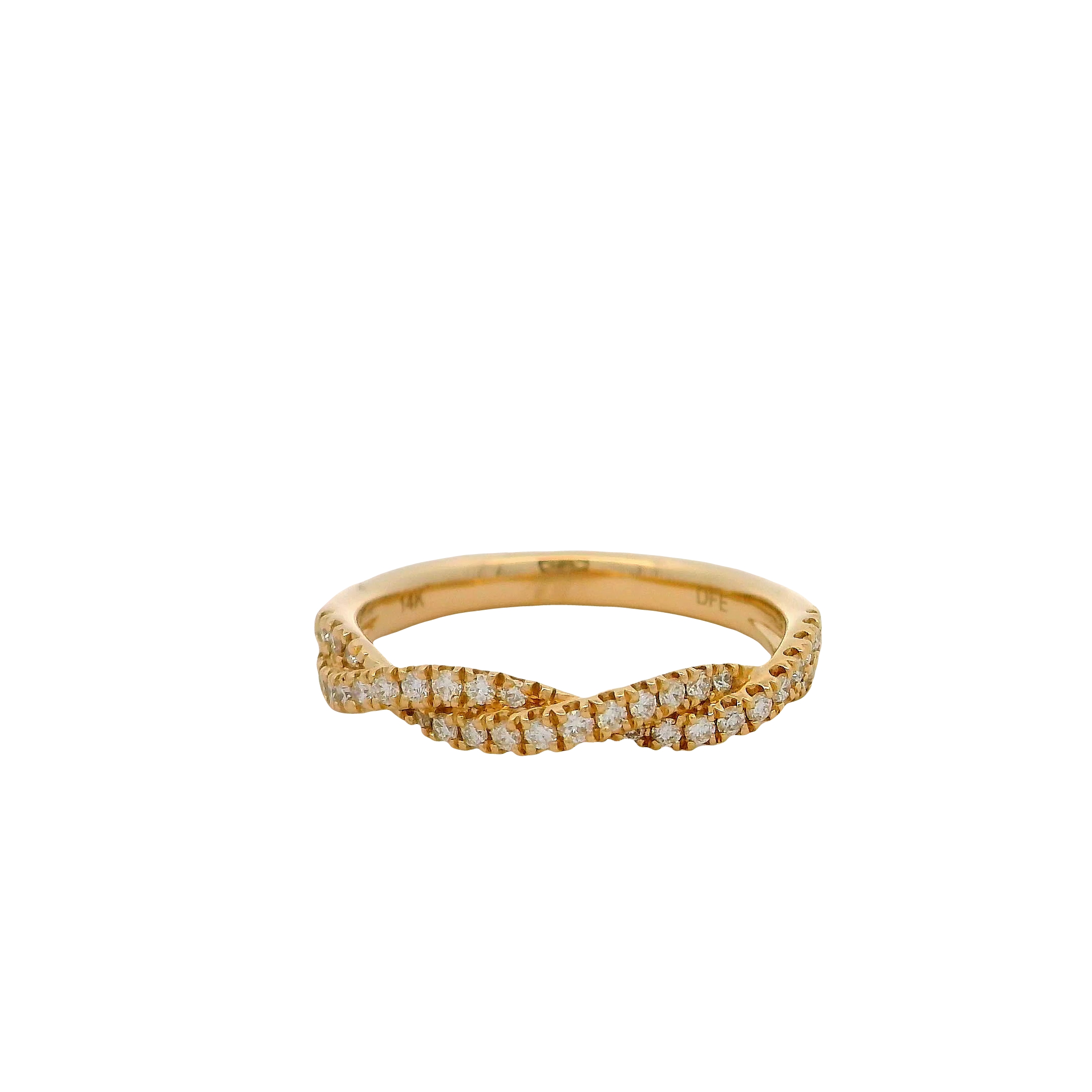 14k Yellow Gold Diamond Twist Wedding Band