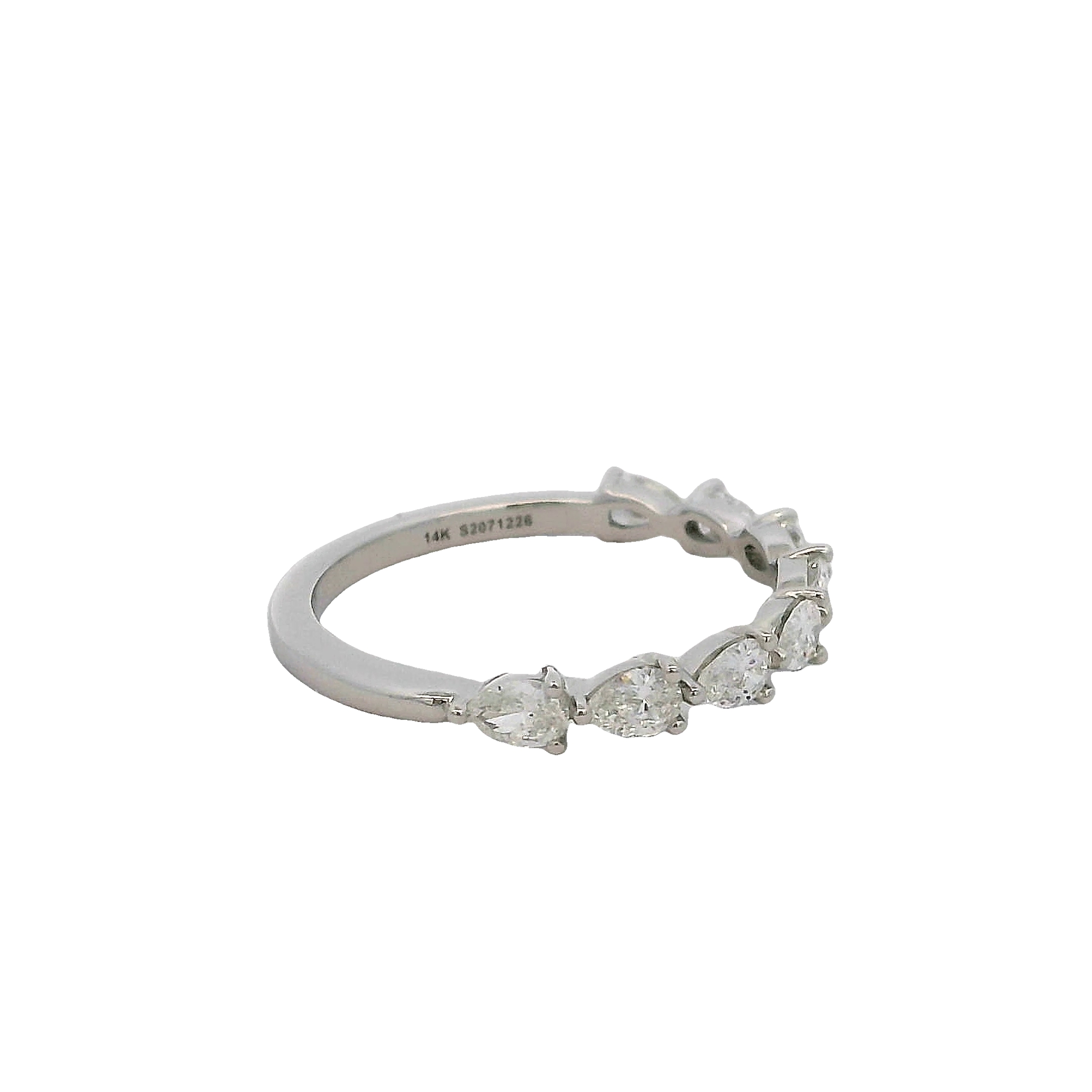 14k White Gold Pear Shape Diamond Wedding Band