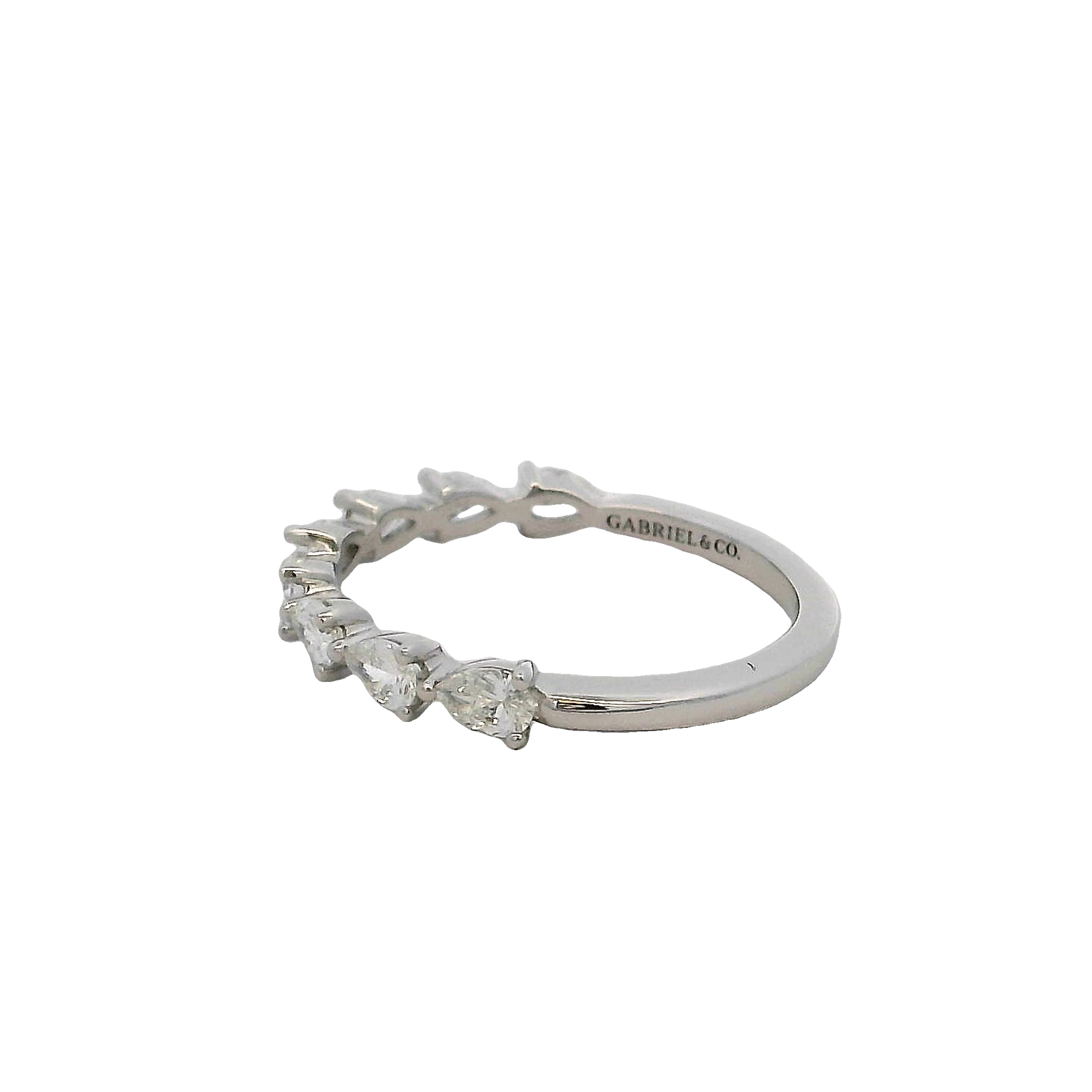 14k White Gold Pear Shape Diamond Wedding Band
