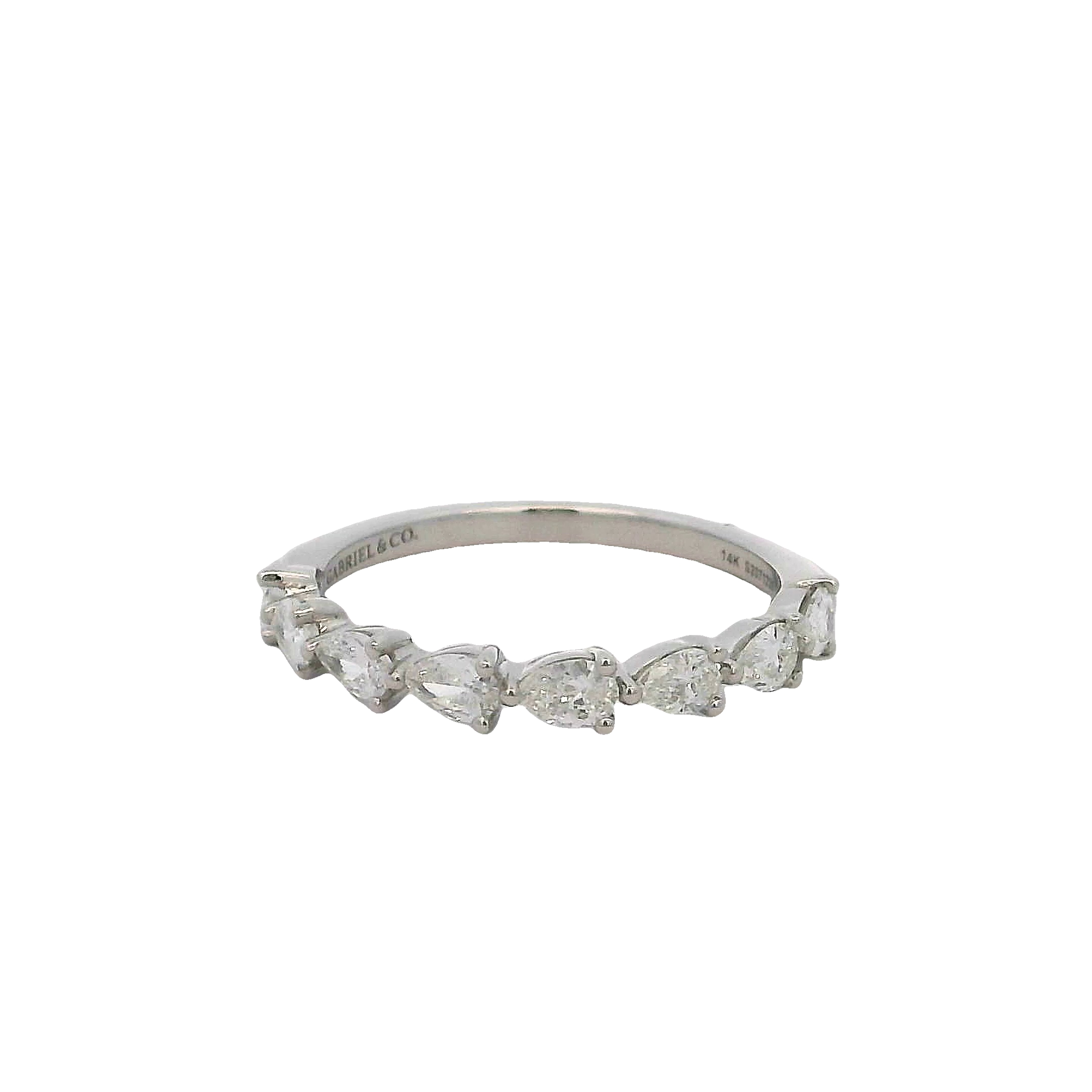 14k White Gold Pear Shape Diamond Wedding Band