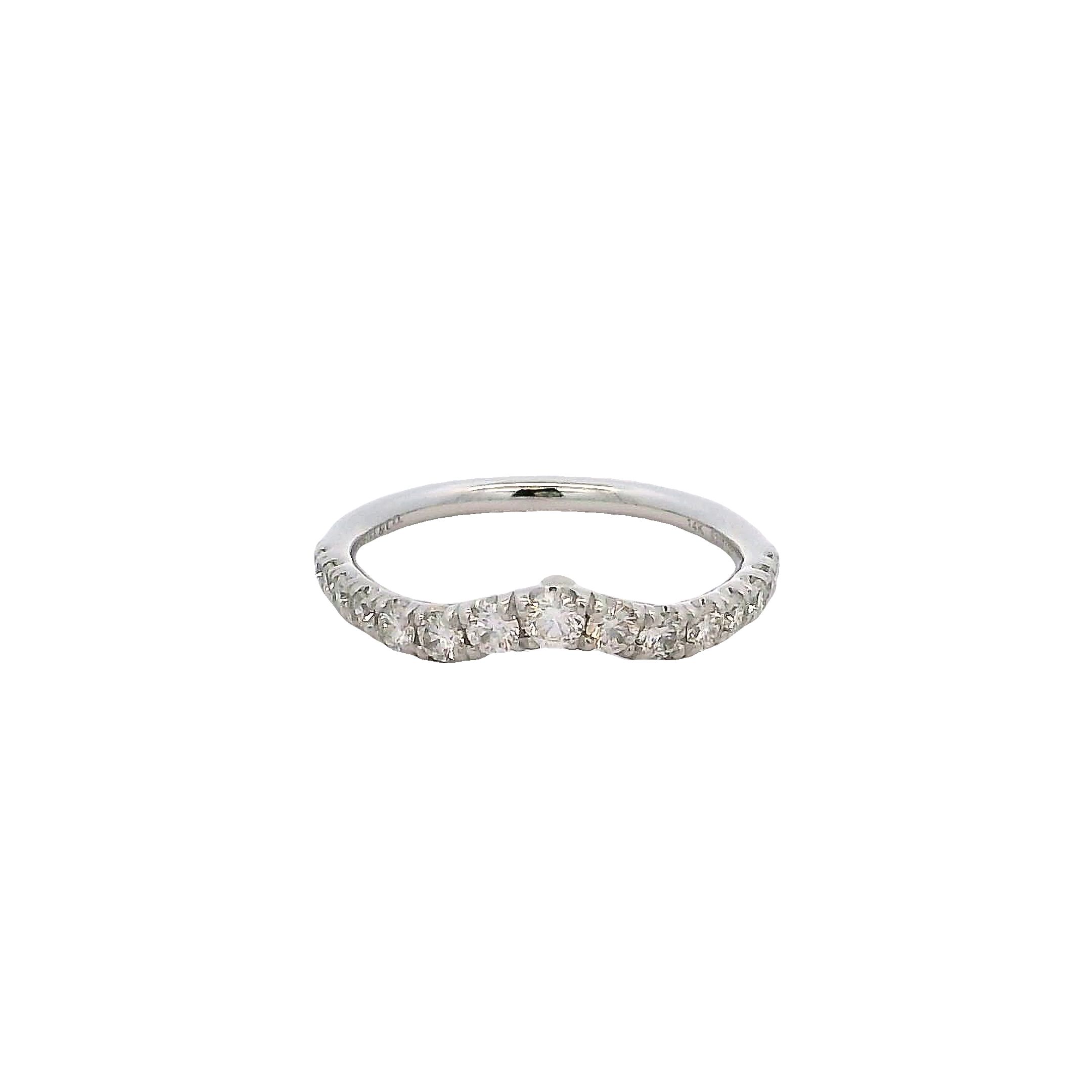 14k White Gold Curved Diamond Wedding Band
