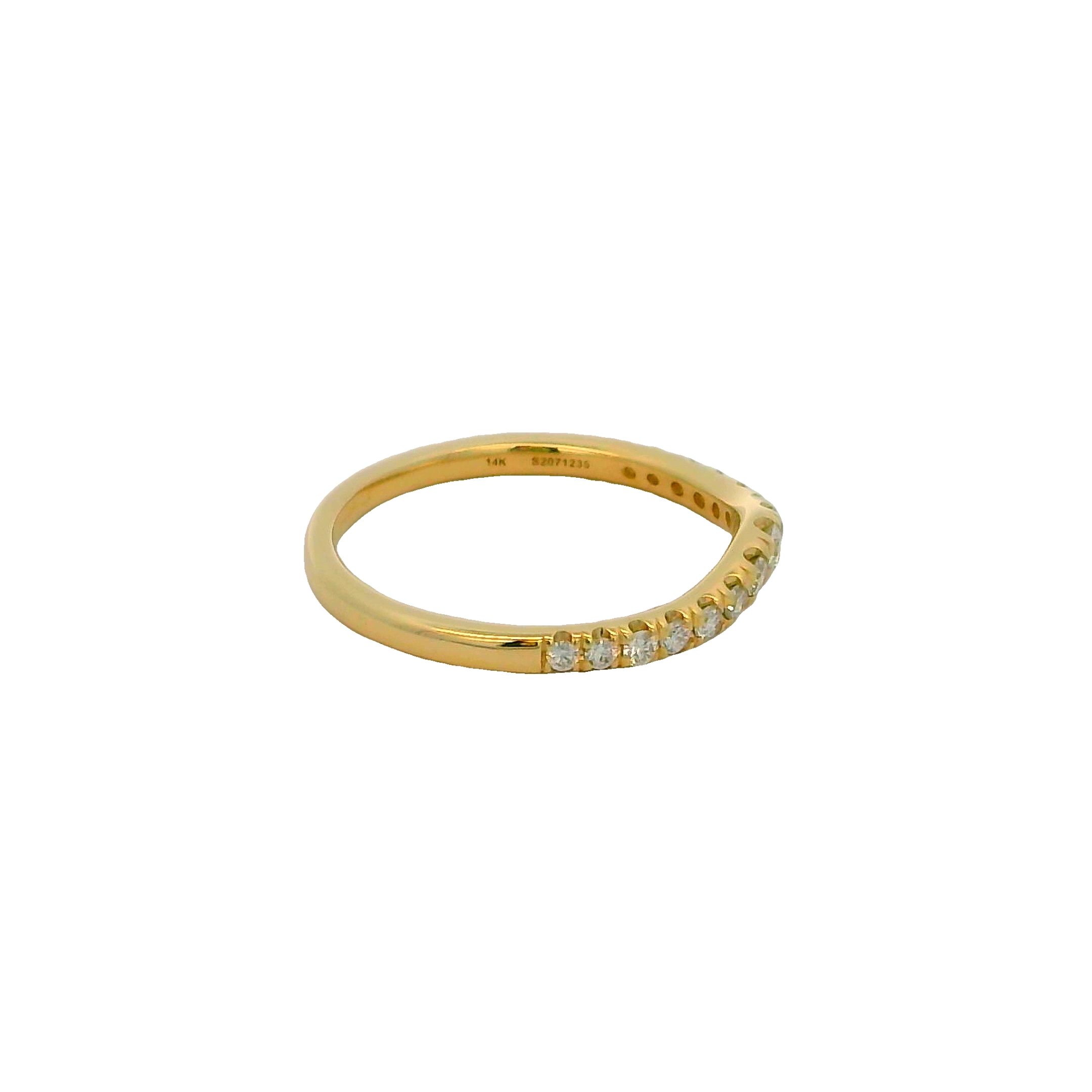 14k Yellow Gold Curved Diamond Wedding Band