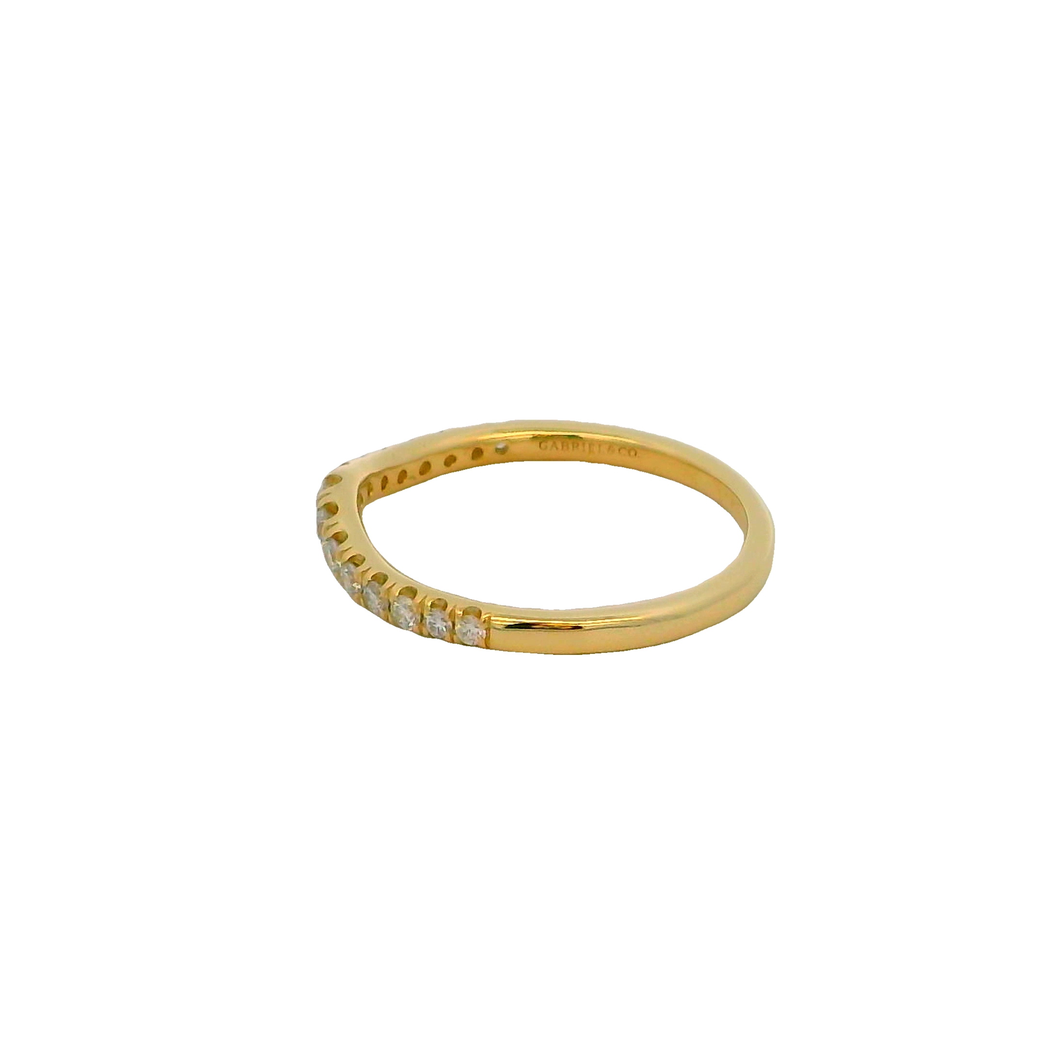 14k Yellow Gold Curved Diamond Wedding Band