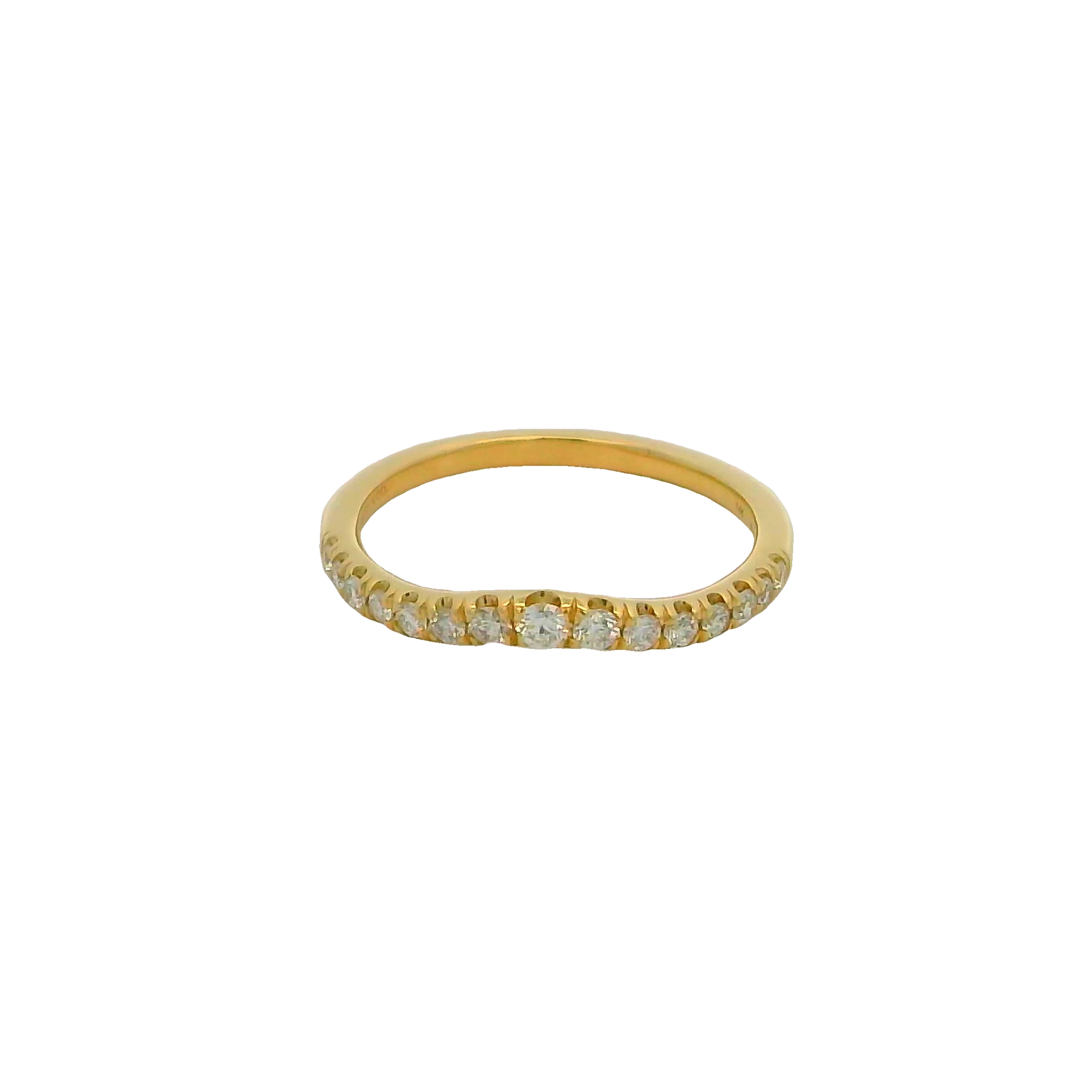 14k Yellow Gold Curved Diamond Wedding Band
