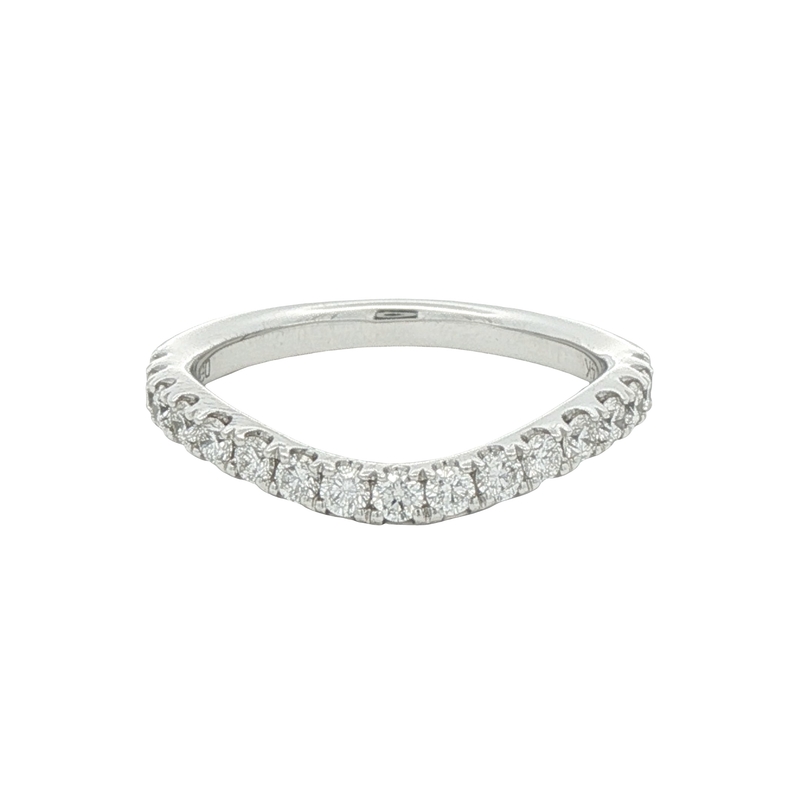 14k White Gold Curved Diamond Band