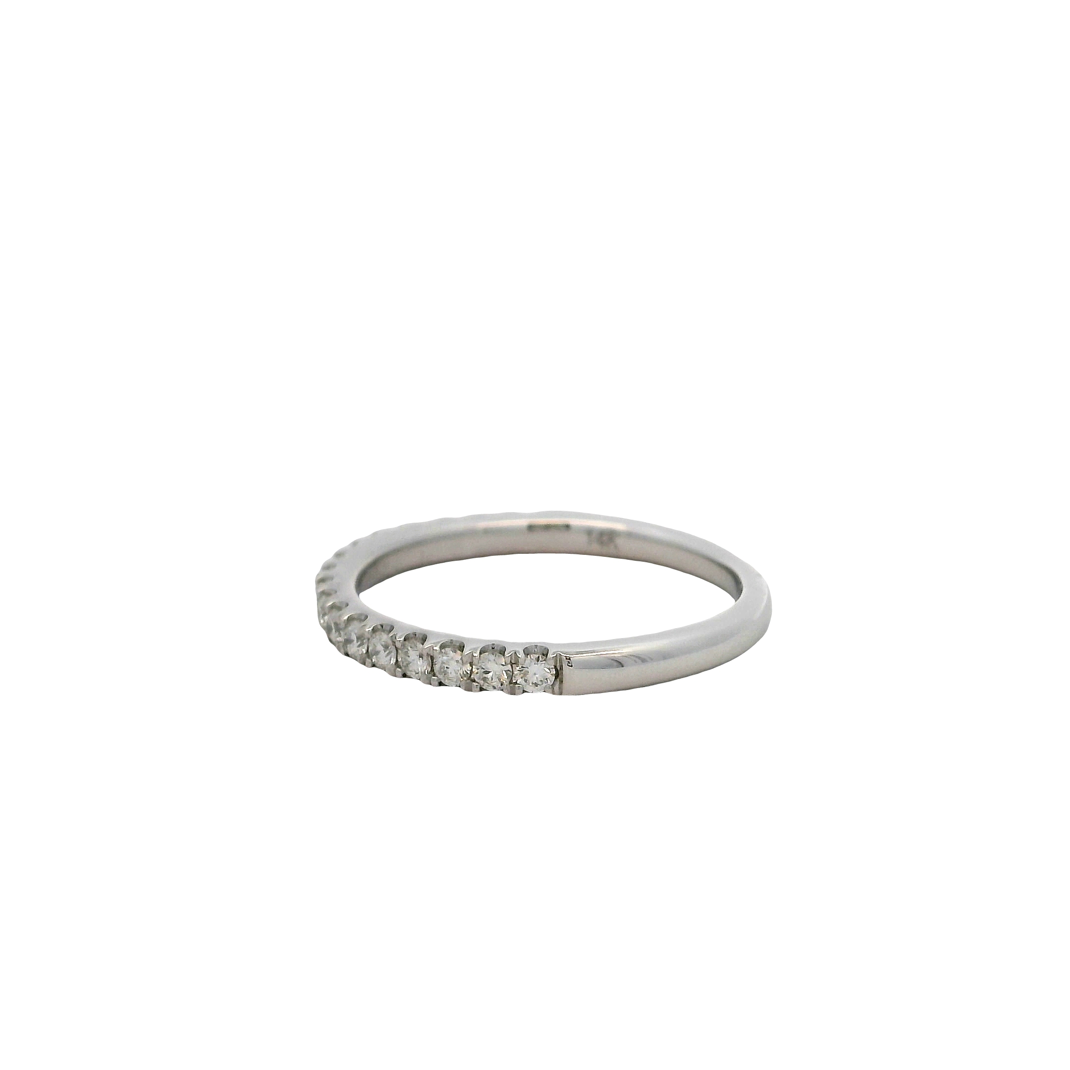 14k White Gold Individual Prong Diamond Wedding Band