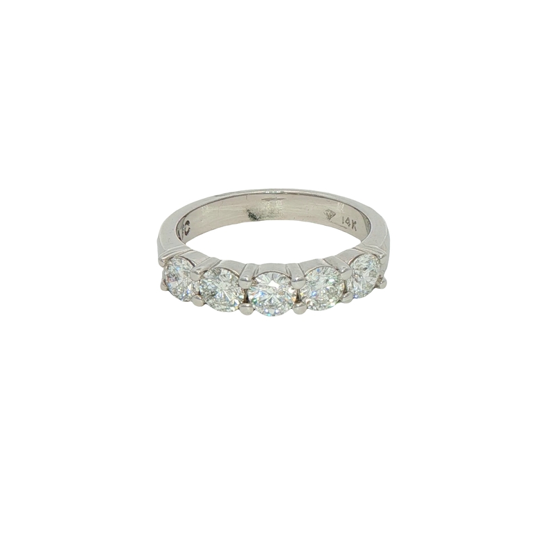 14k White Gold Five Diamond Ring