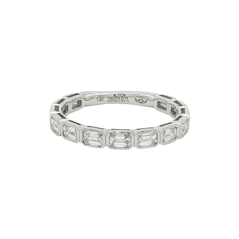 14k White Gold Emerald Cut Diamond Band