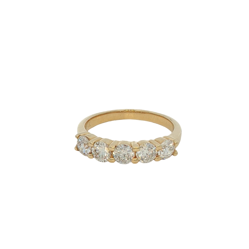 14k Yellow Gold Five Stone Diamond Band