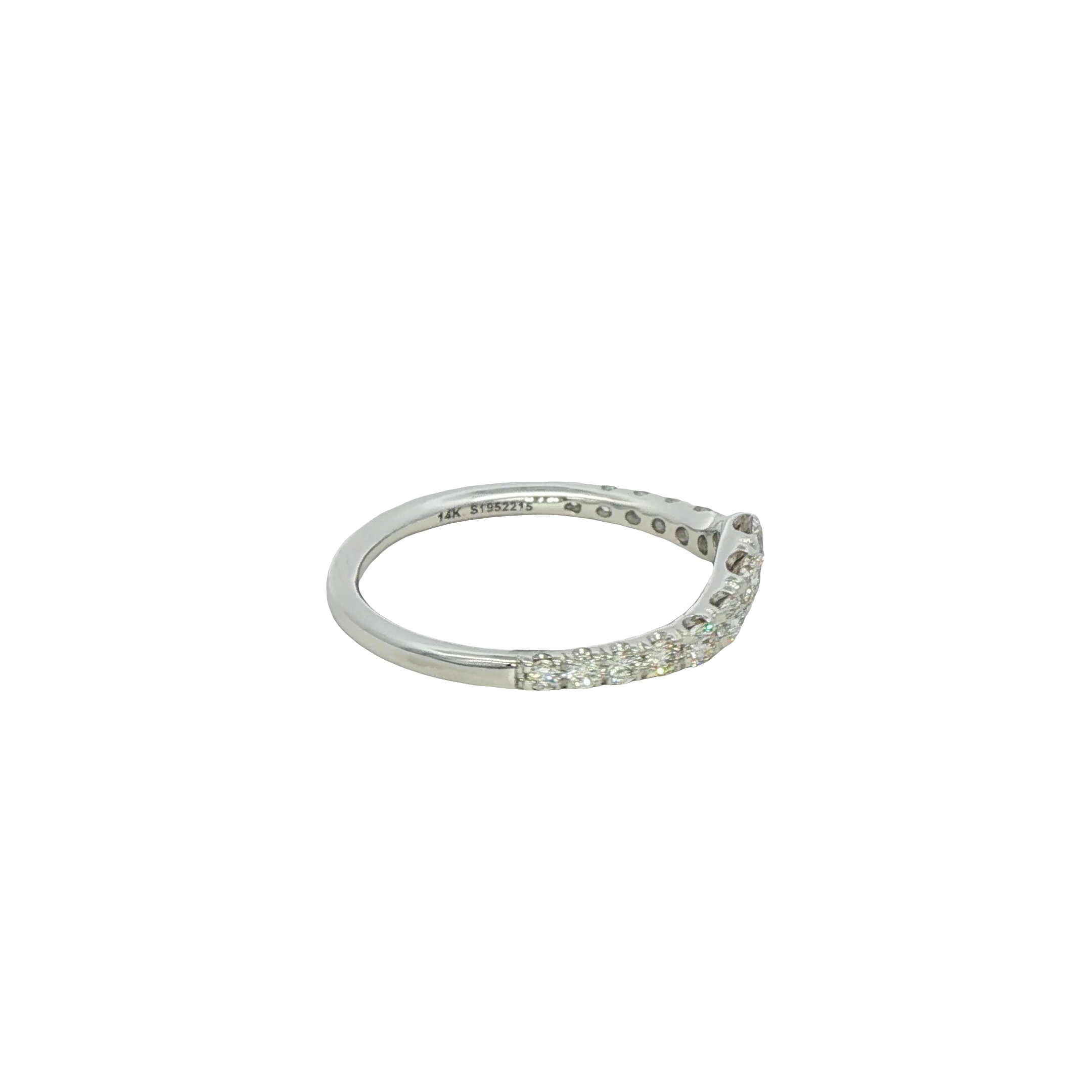 14k White Gold Curved Diamond Wedding Band