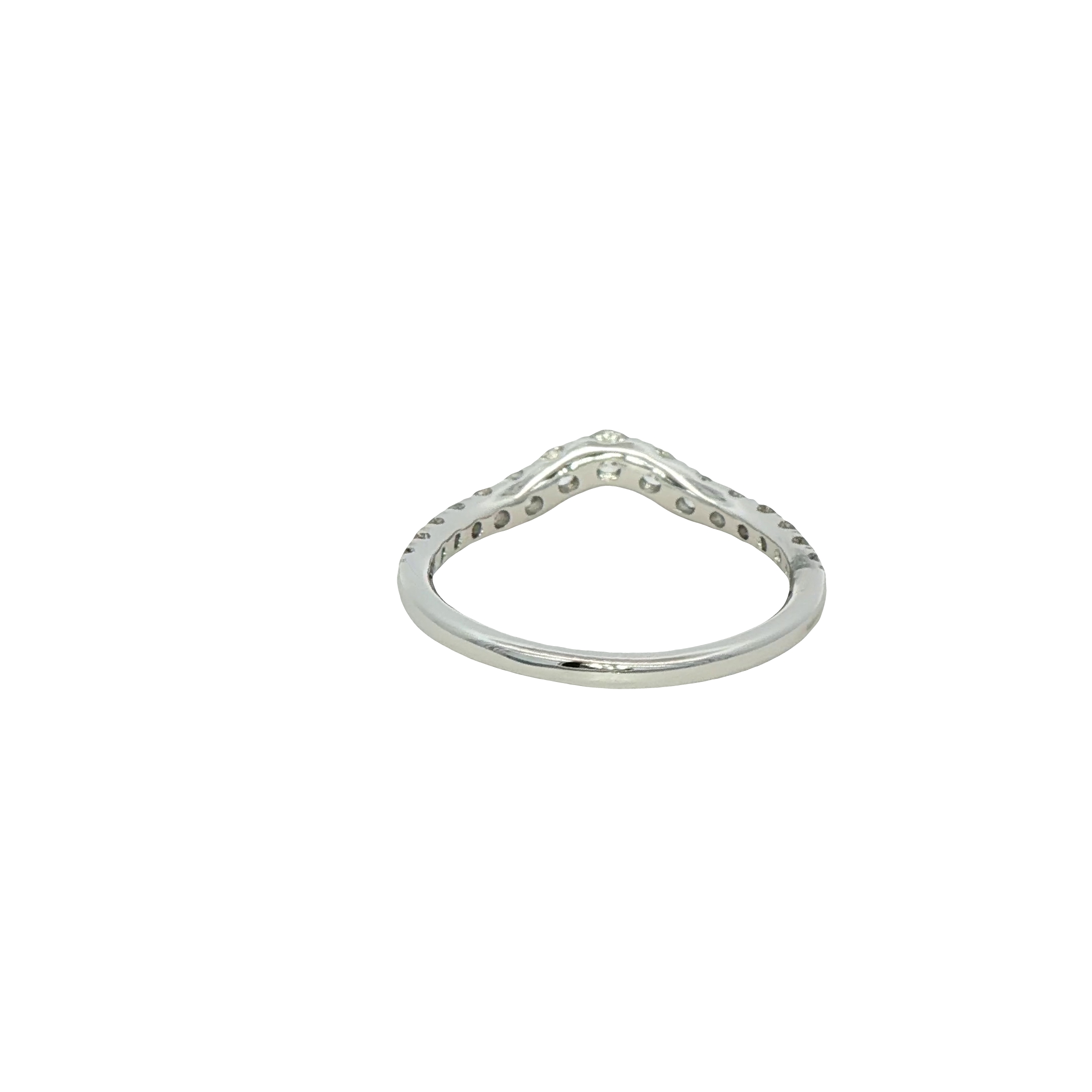 14k White Gold Curved Diamond Wedding Band