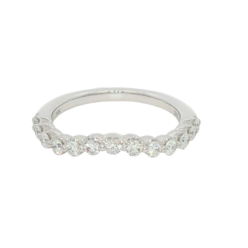 14k White Gold Curved Diamond Wedding Band