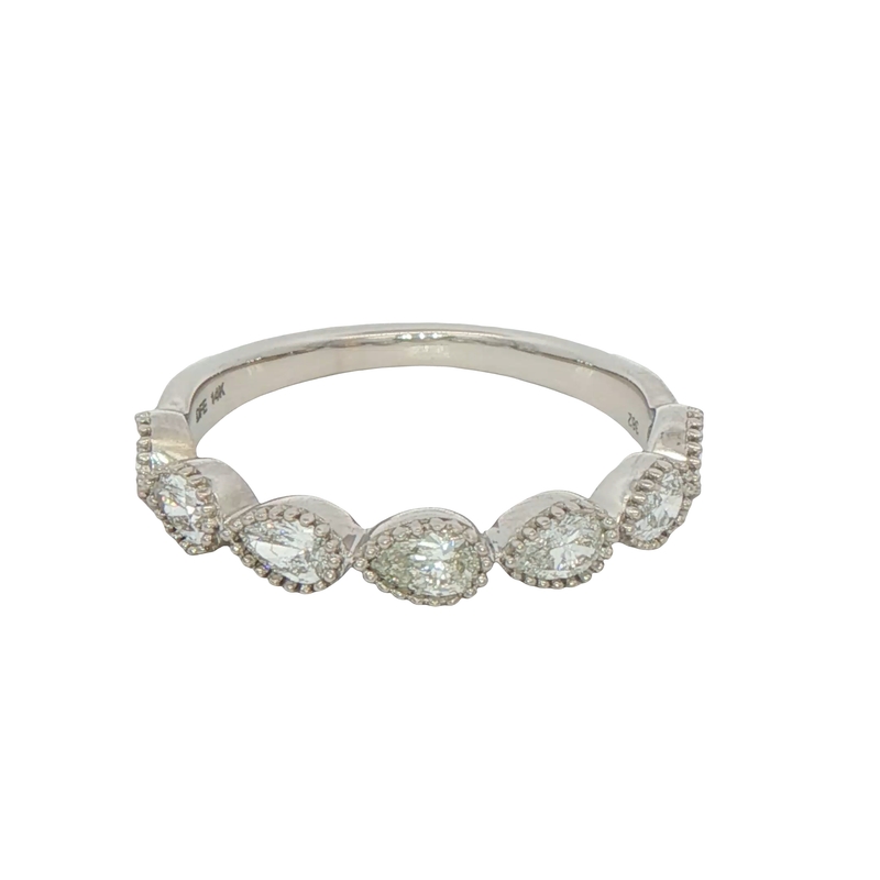 14k White Gold Pear-shape Diamond Wedding Band