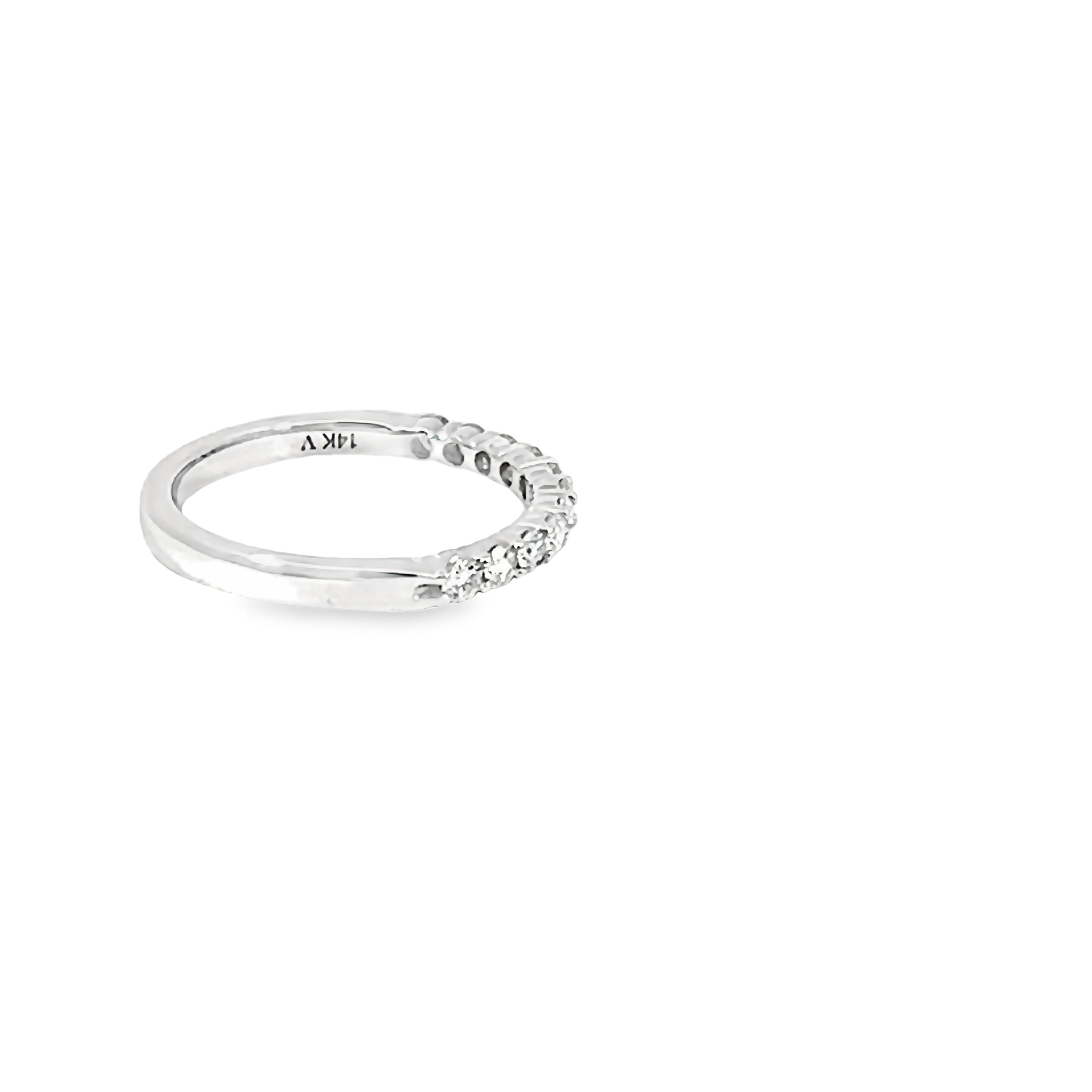 14k White Gold Shared Prong Diamond Wedding Band