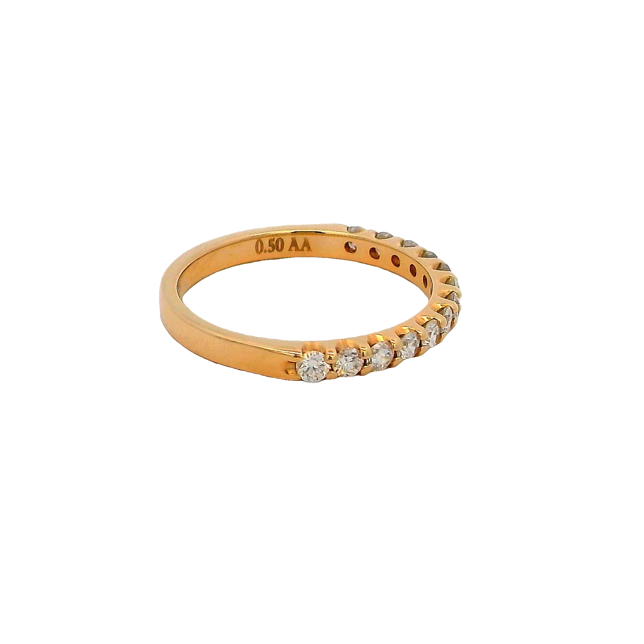 14k Yellow Gold Individual Prong Diamond Wedding Band
