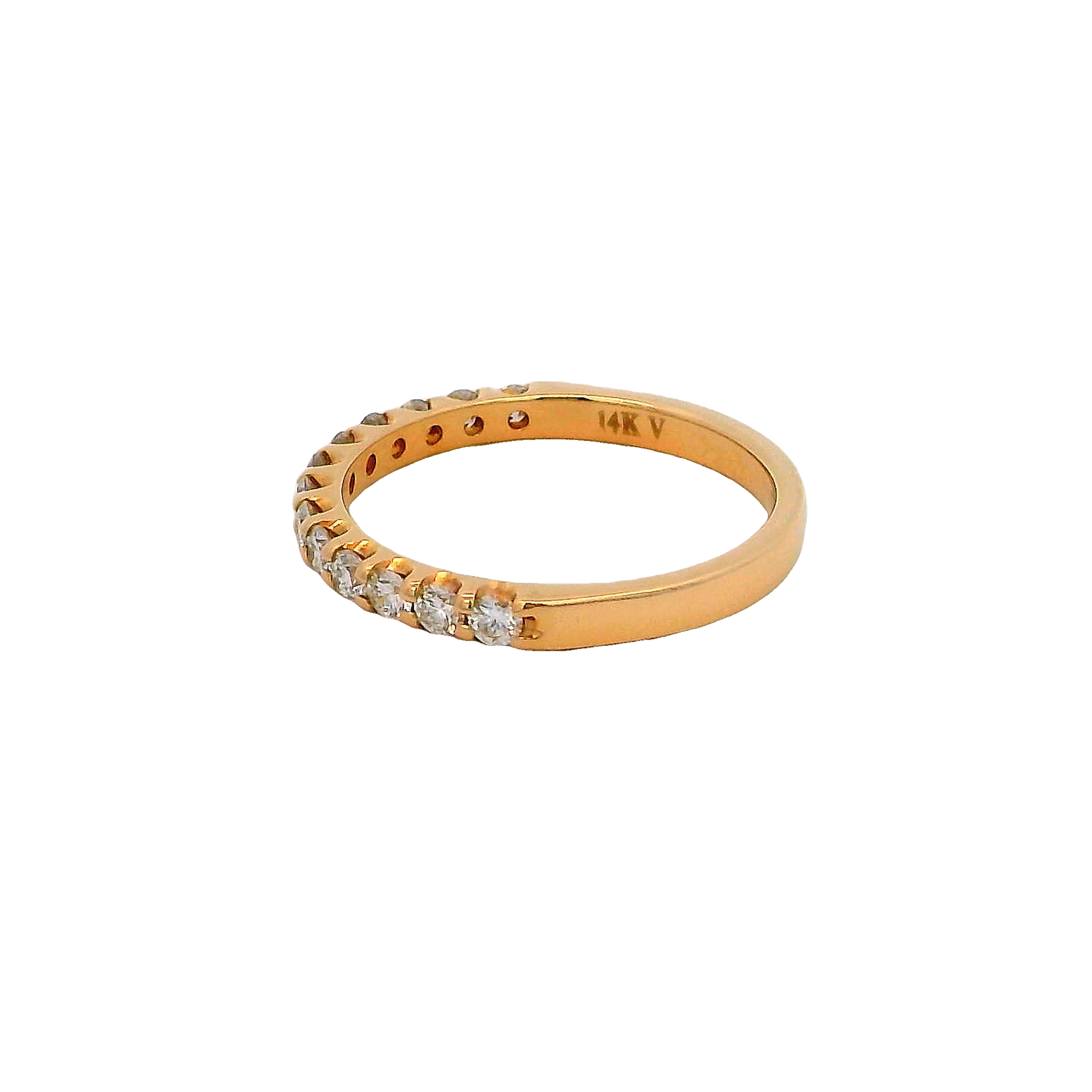 14k Yellow Gold Individual Prong Diamond Wedding Band