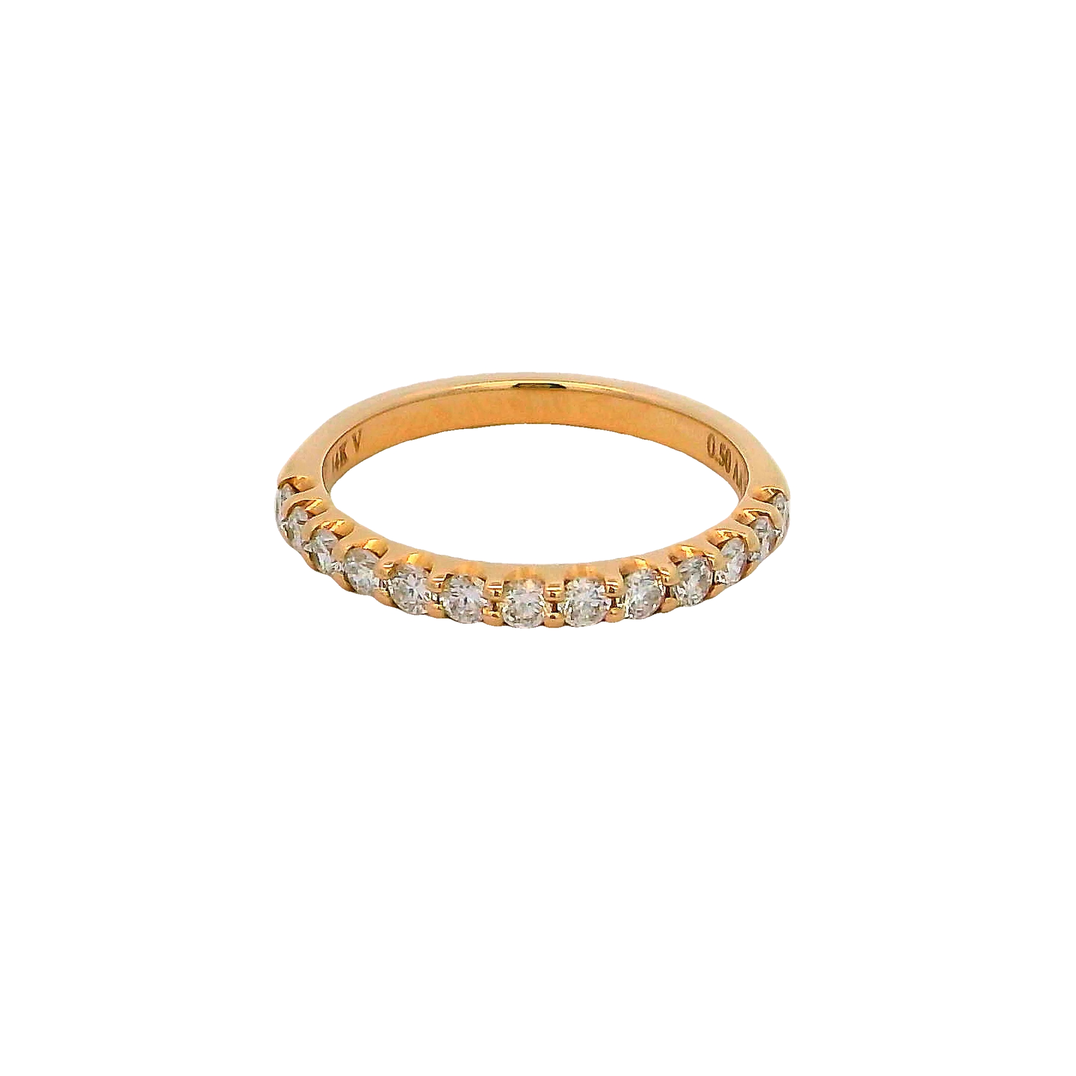 14k Yellow Gold Individual Prong Diamond Wedding Band