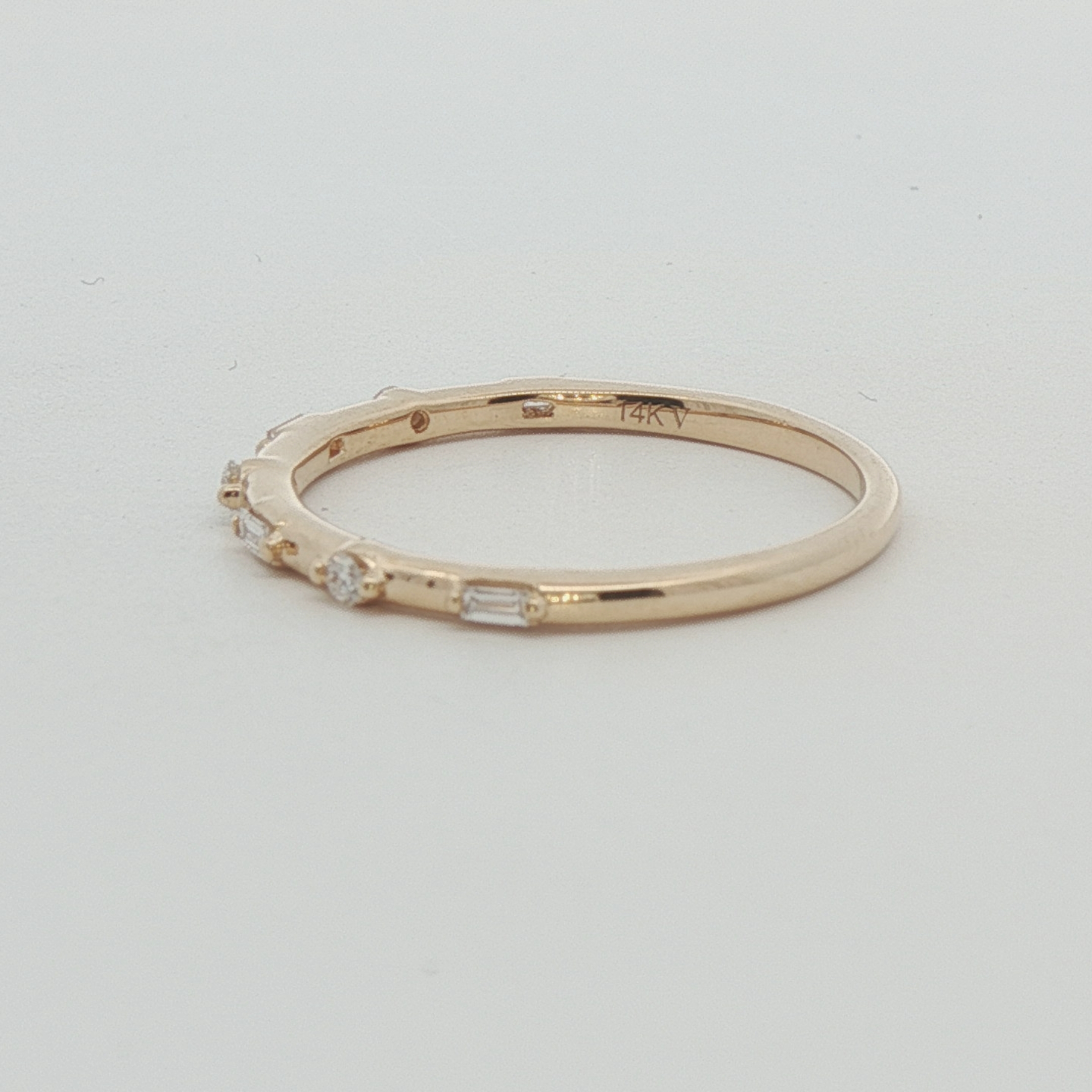 14kyellow Gold Baguette And Round Diamond Wedding Band