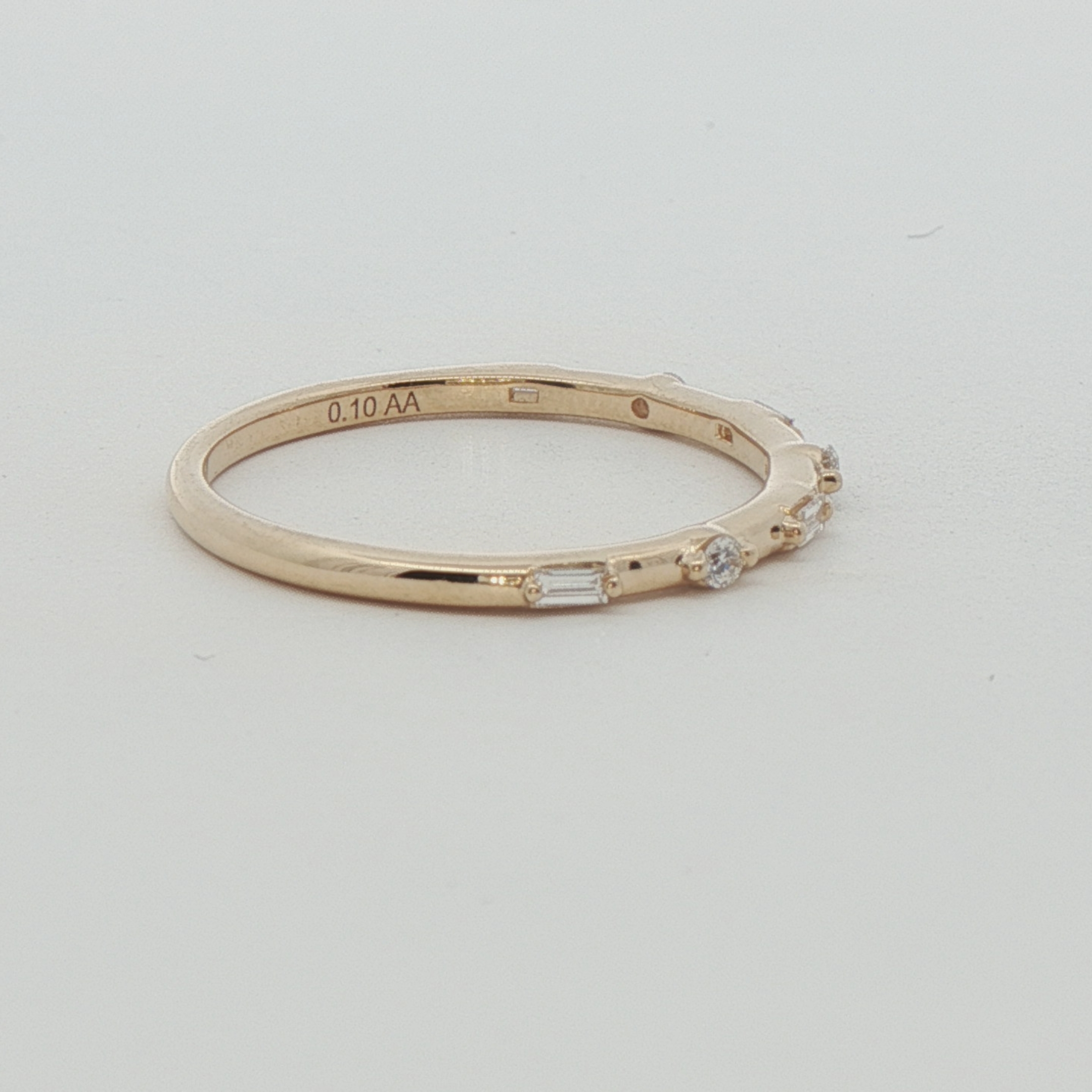 14kyellow Gold Baguette And Round Diamond Wedding Band