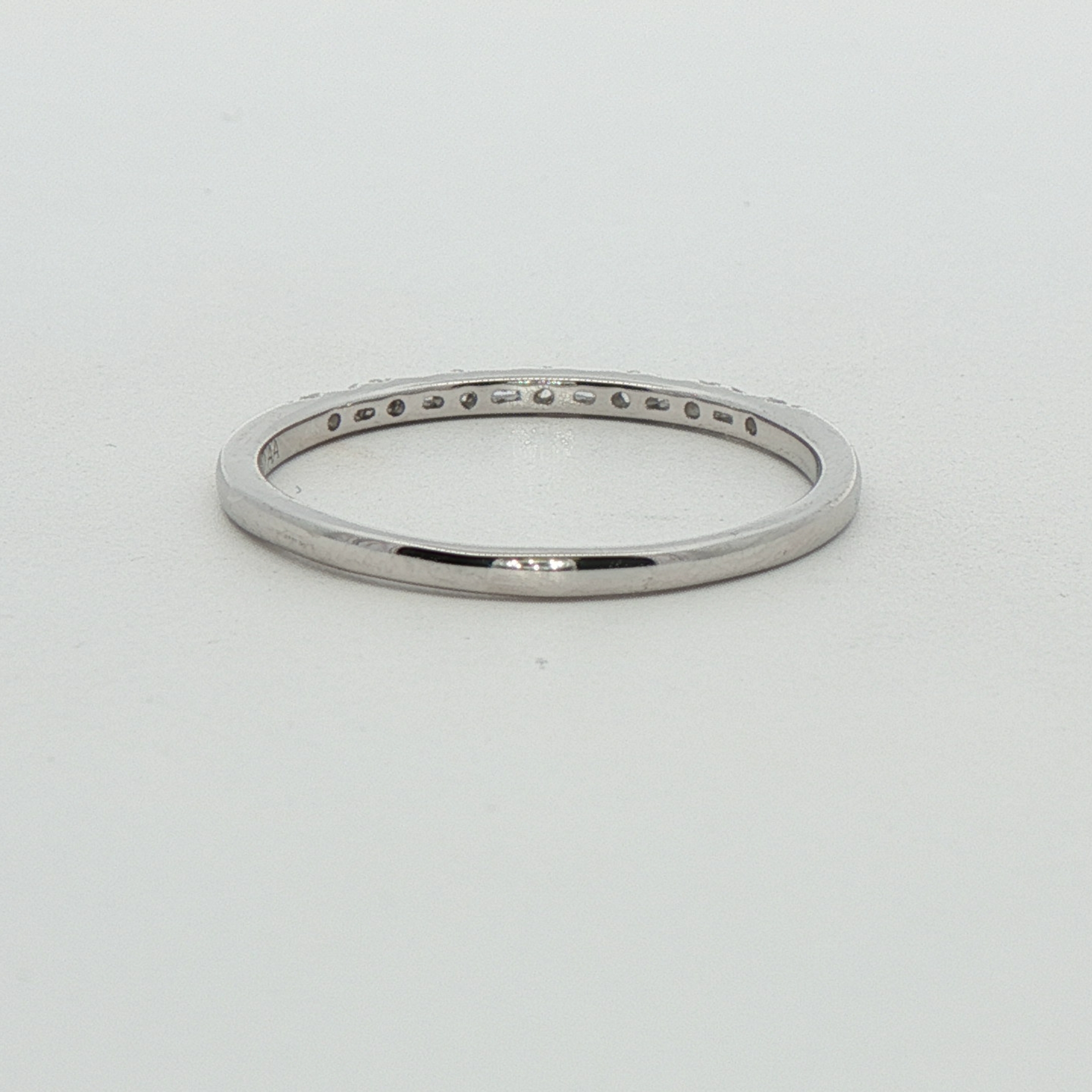 14k White Gold Round And Baguette Diamond Wedding Band